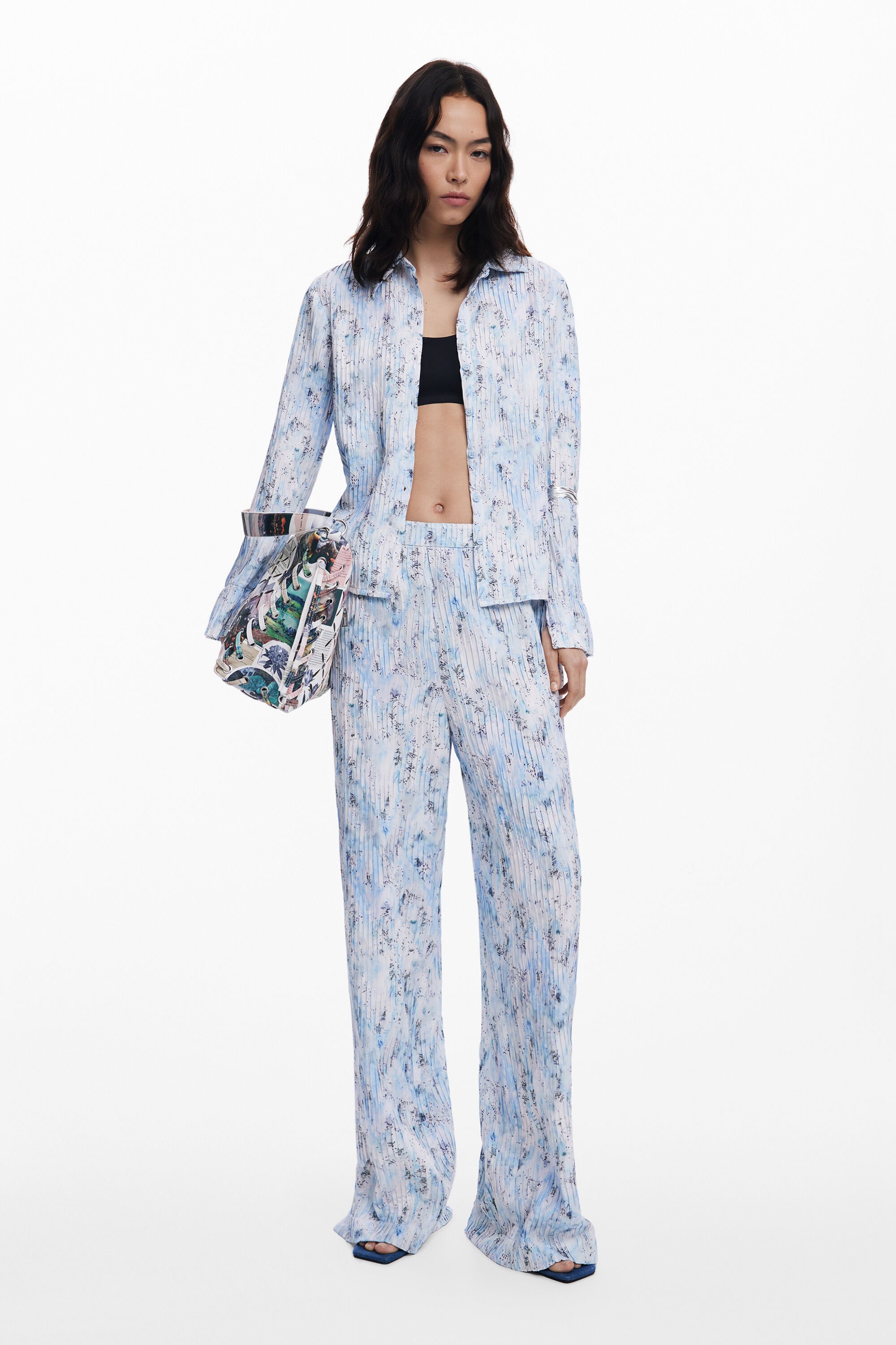 Desigual Geplooide lange broek - BLUE