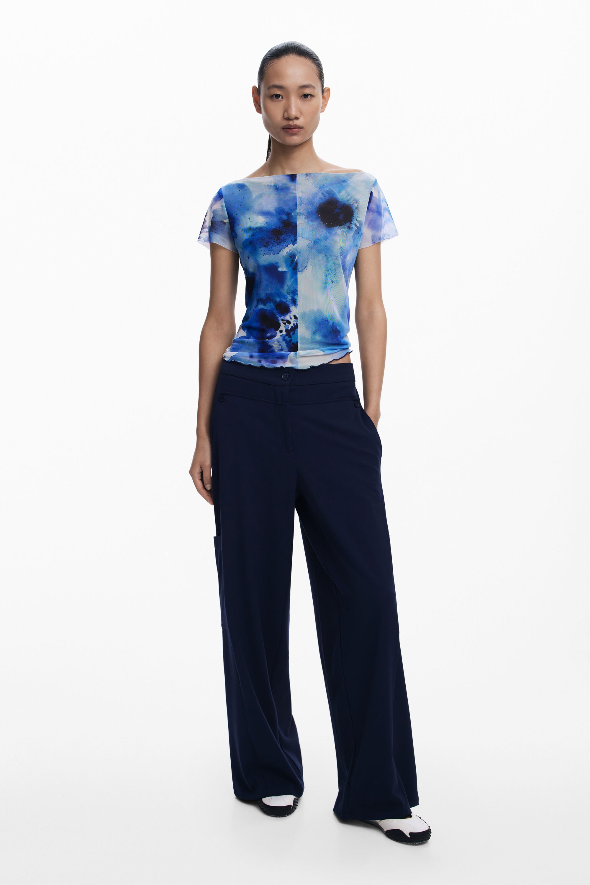 Desigual Tailor rechte effen broek - BLUE