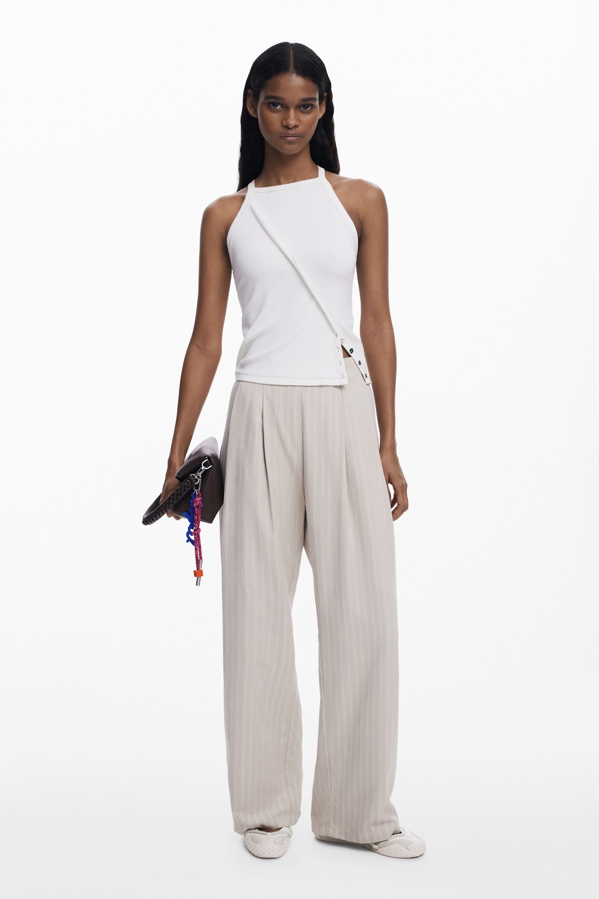 Desigual Plooibroek met tailleband - WHITE