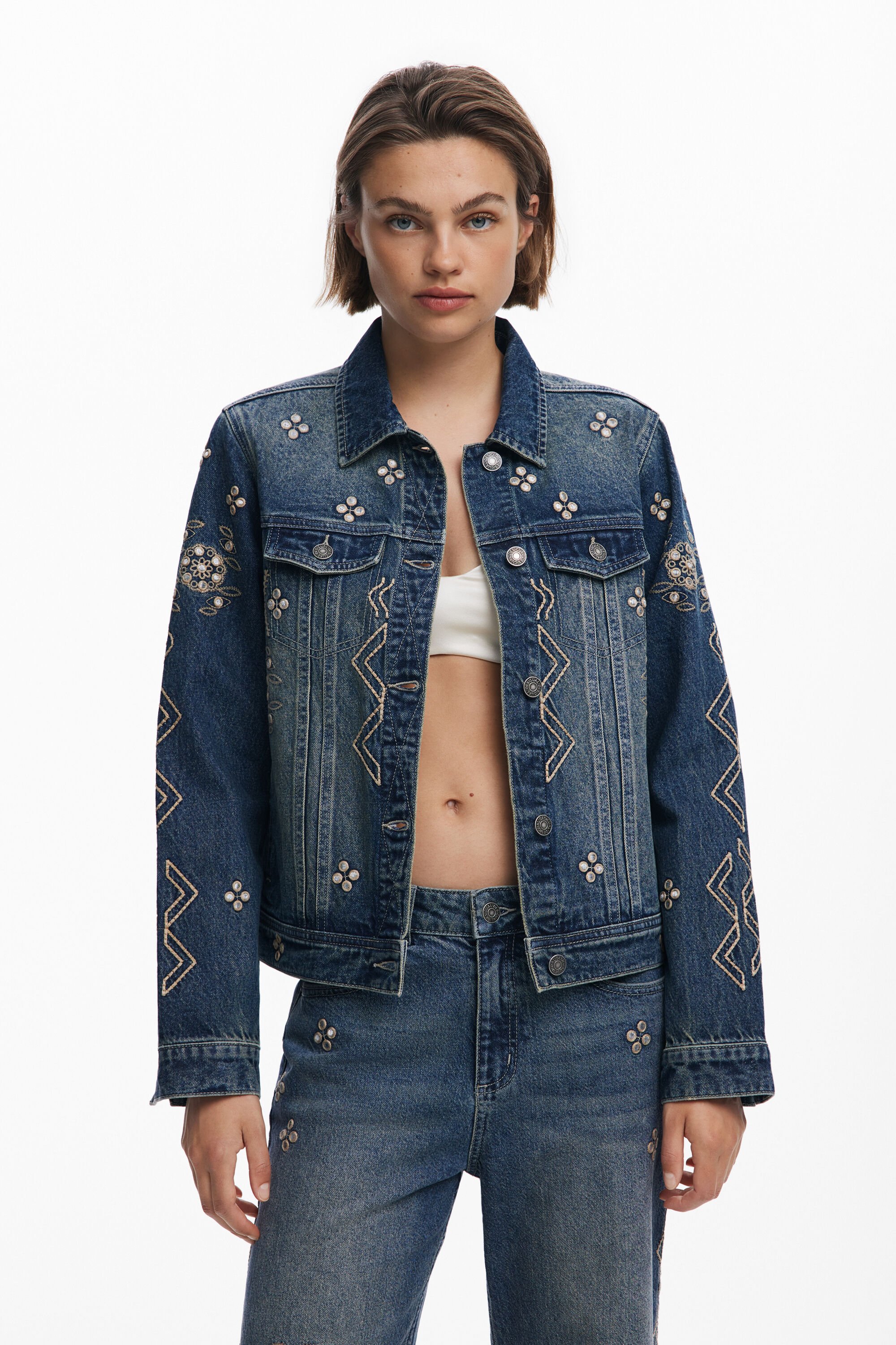 Desigual Spijkerjack met spiegels - BLUE