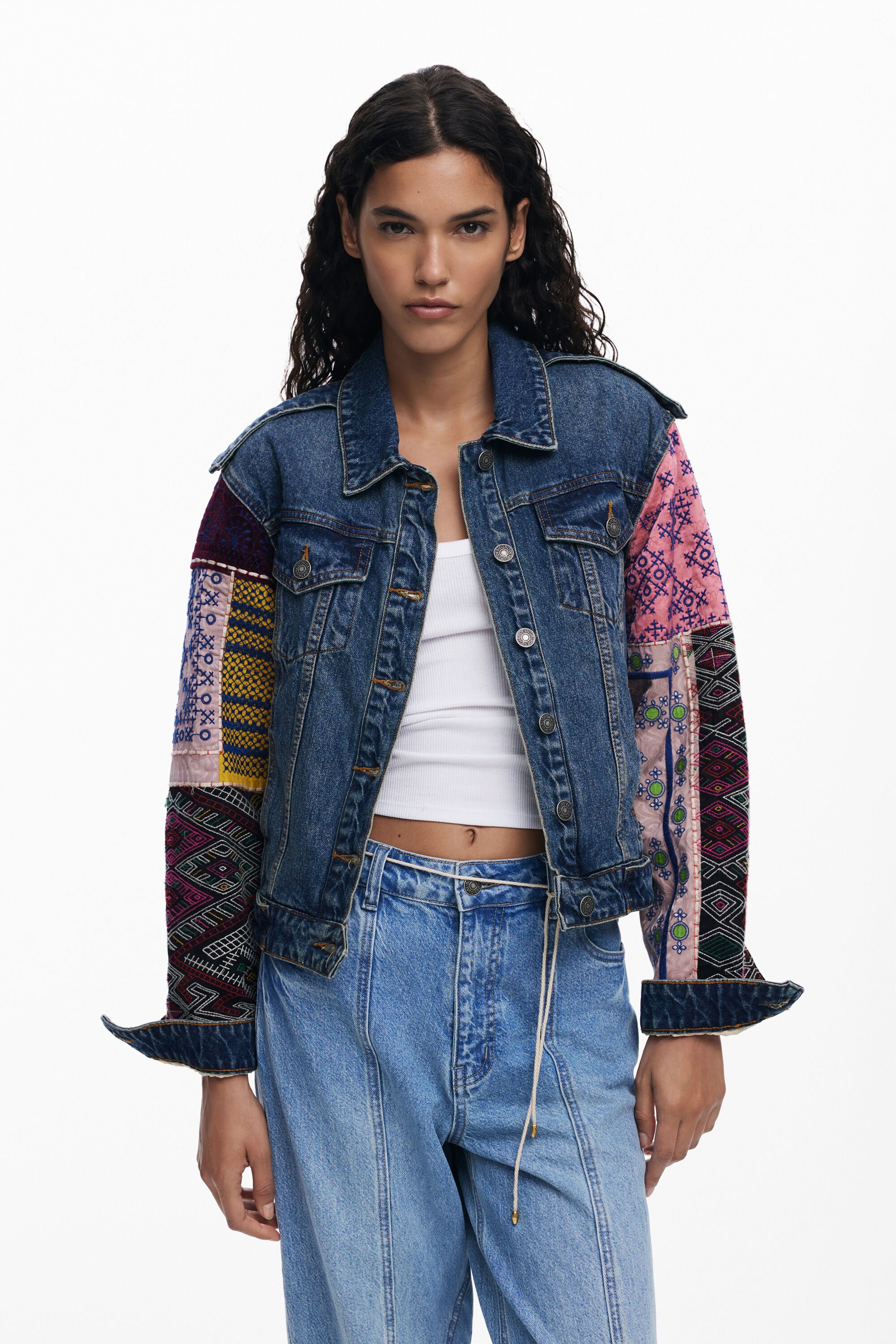 Desigual Spijkerjack met gecombineerde mouwen - BLUE