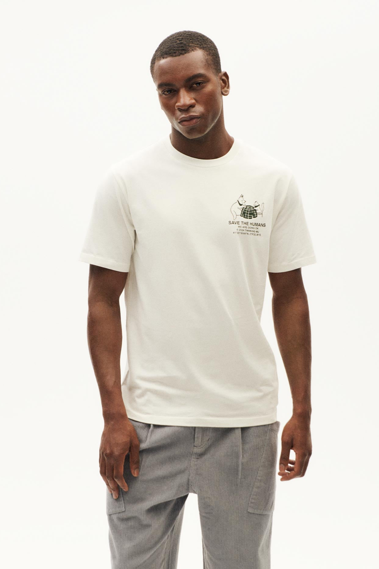 Thinking mu Herren vegan T-Shirt Zach Save The Humans WeiÃŸ