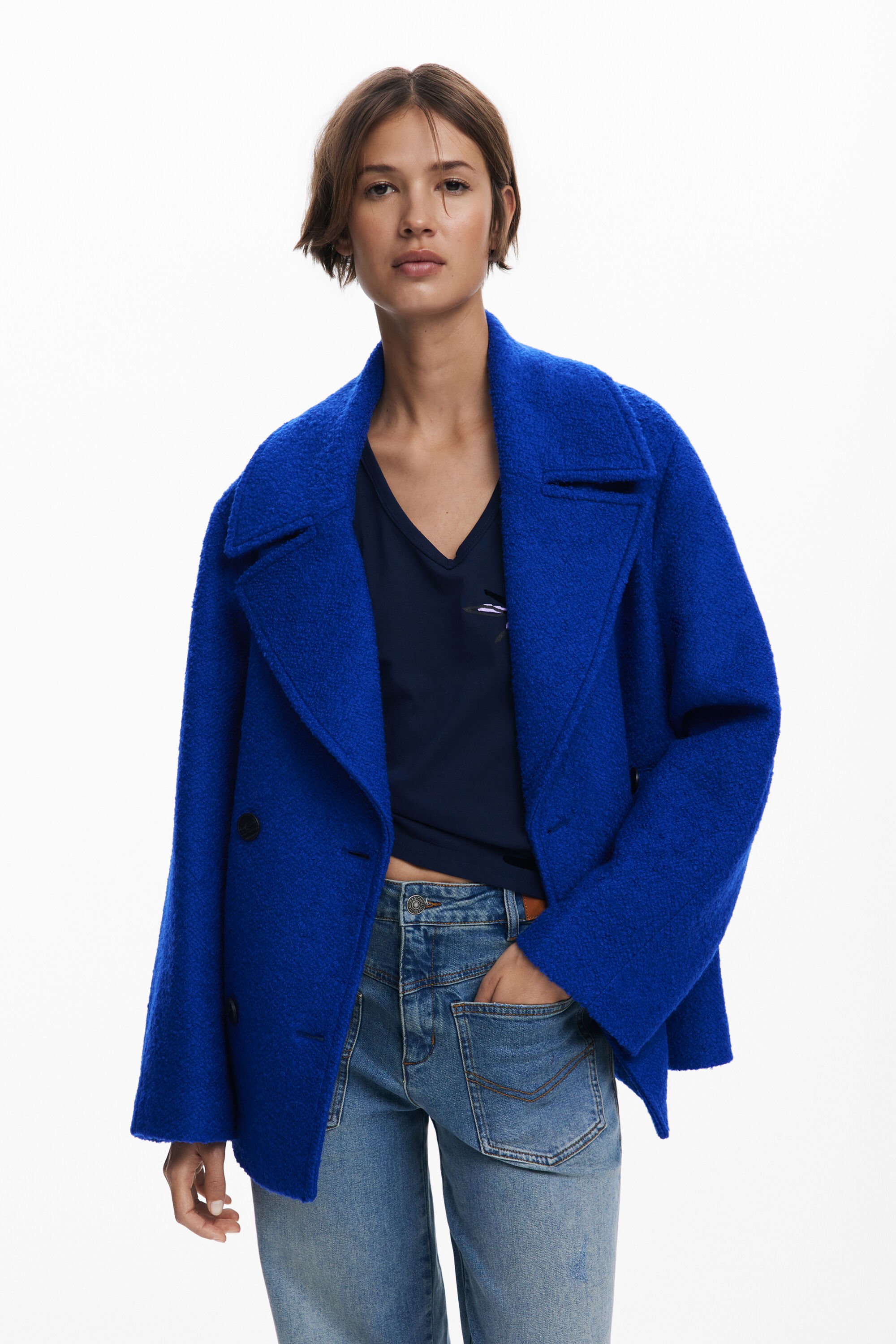 Desigual Korte boucléjas - BLUE