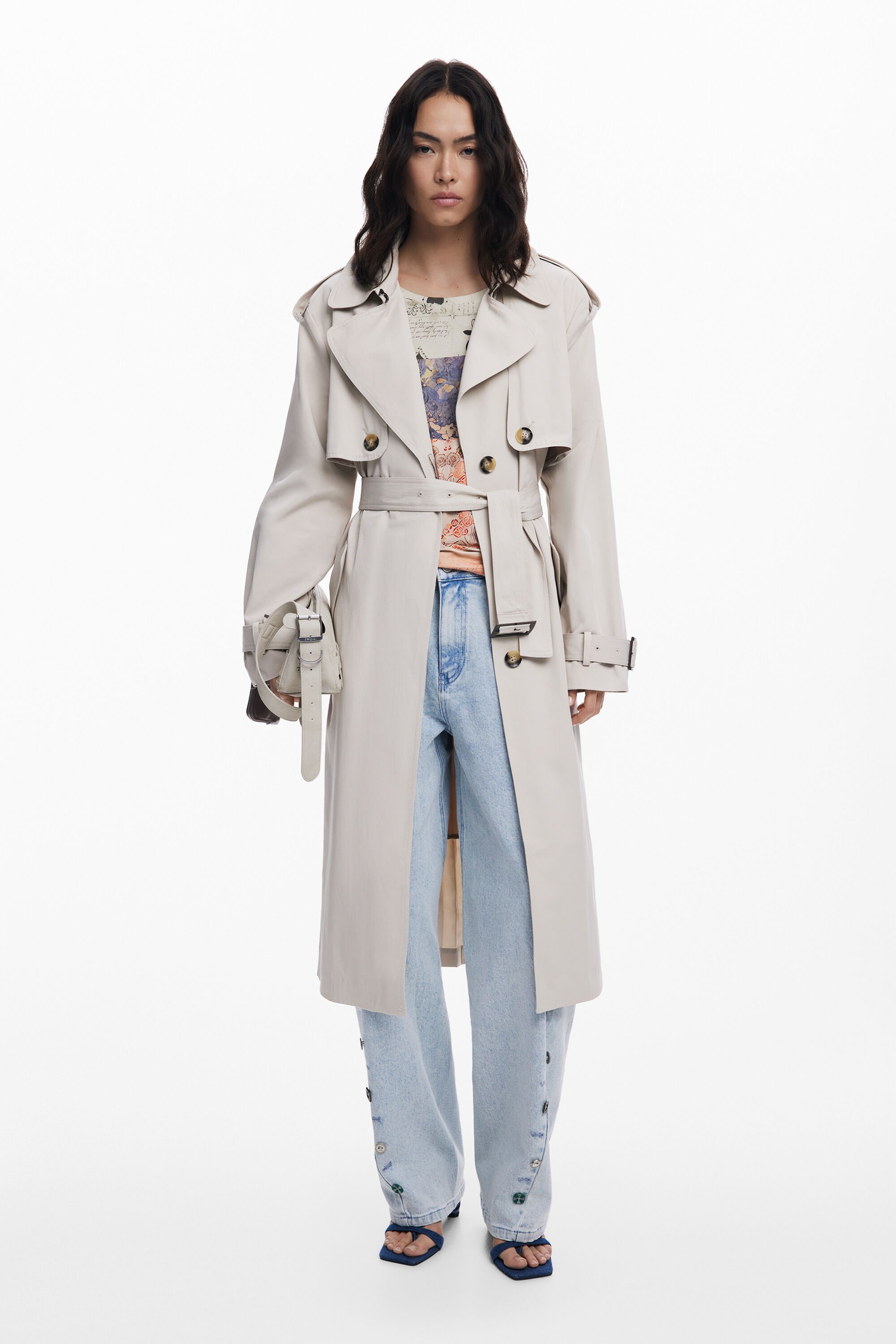 Desigual Trenchcoat met geplooide rug - BROWN