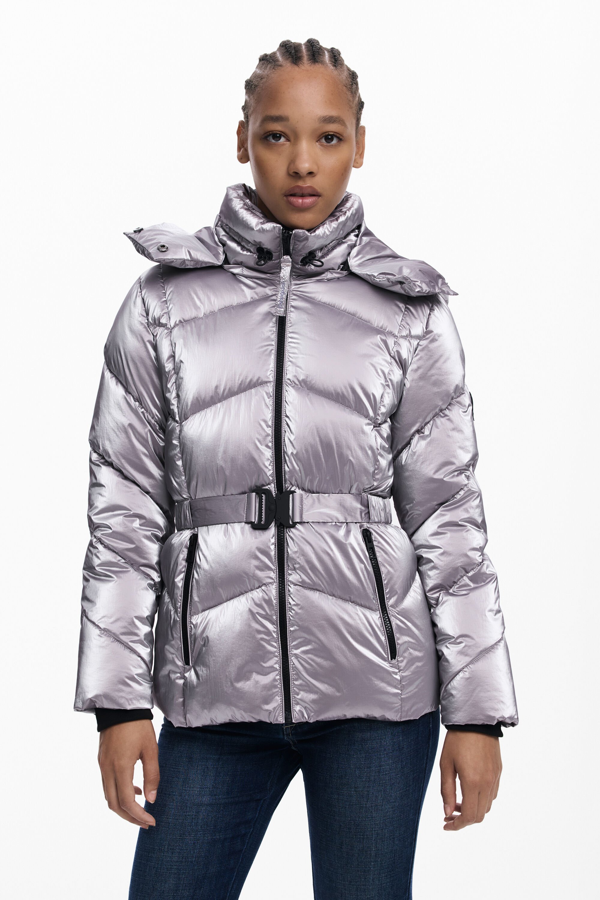Desigual Metallic gewatteerde jas - RED