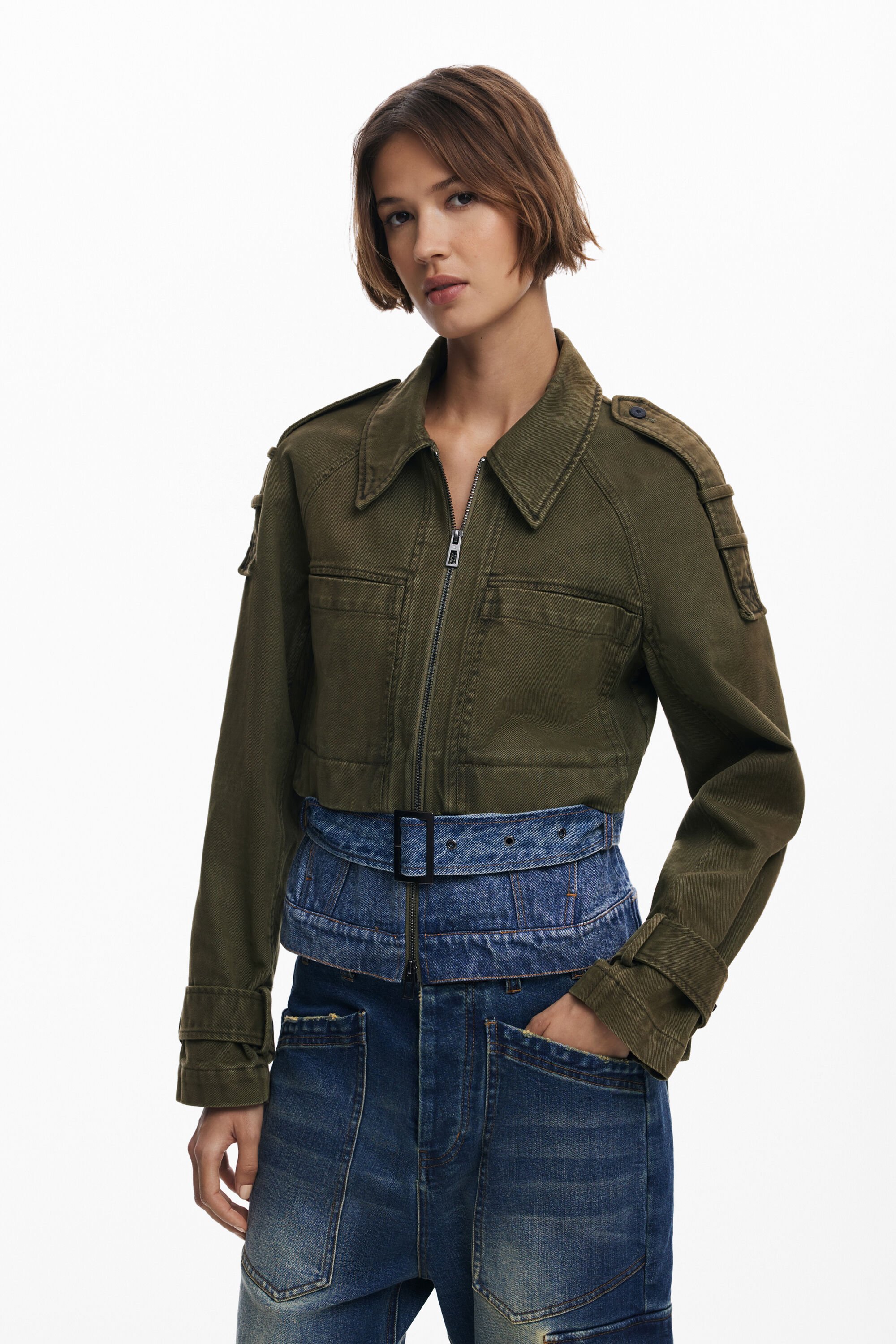 Desigual Gecombineerde korte parka - GREEN