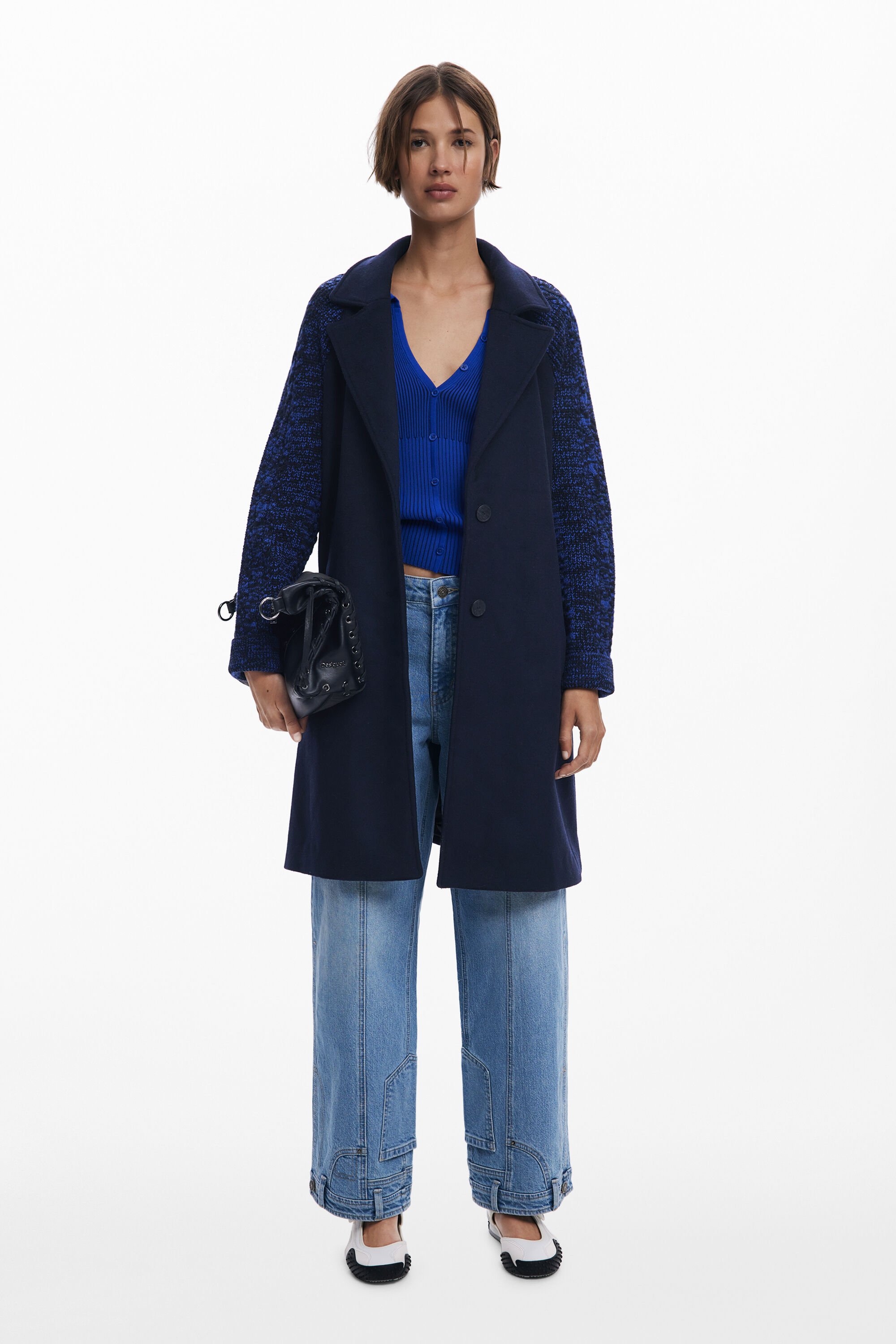 Desigual Gecombineerde wollen jas - BLUE
