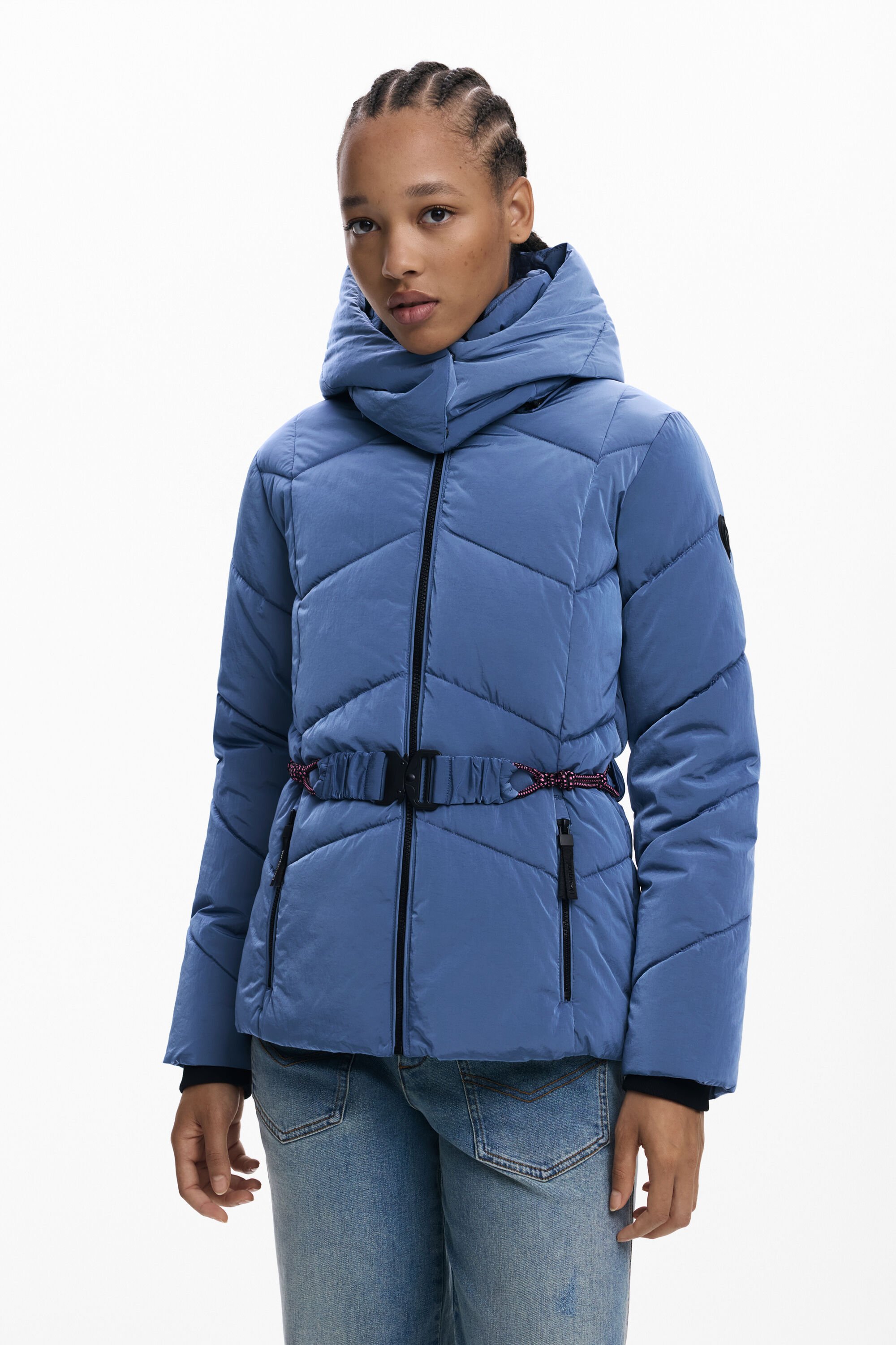 Desigual Korte gewatteerde iriserende jas - BLUE