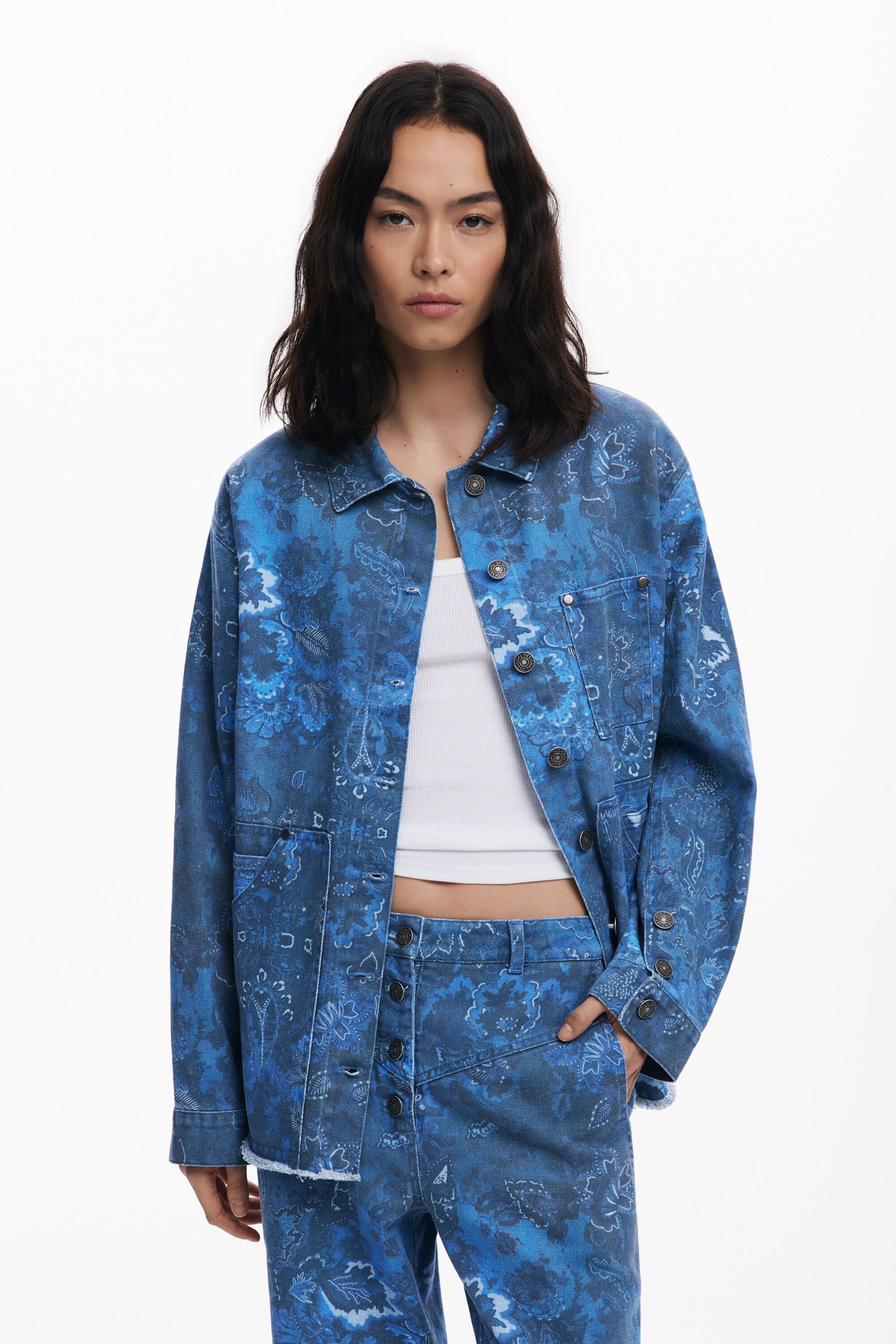 Desigual Gerafelde paisley-jas - BLUE