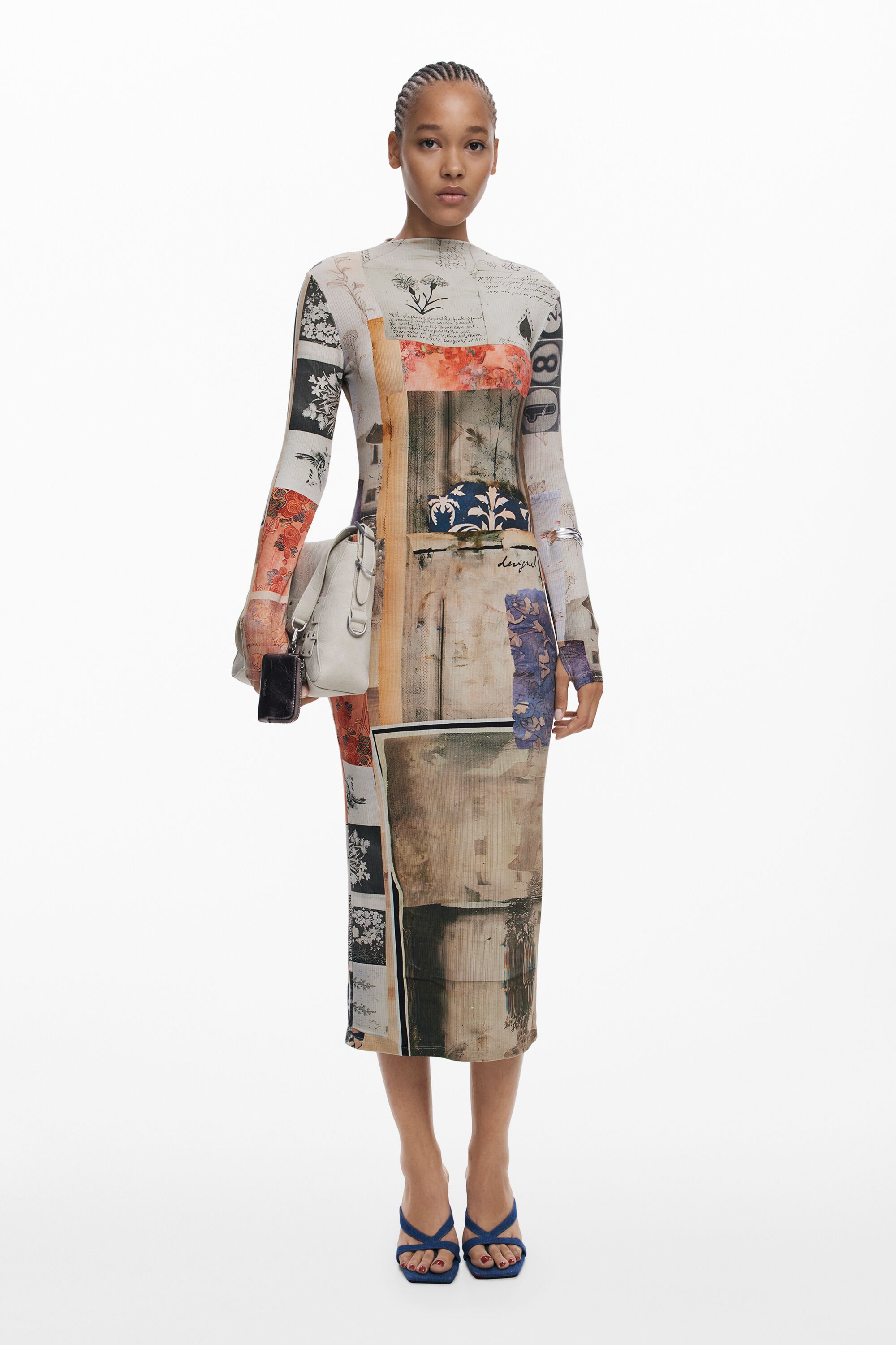 Desigual Nauwsluitende collagejurk - MATERIAL FINISHES