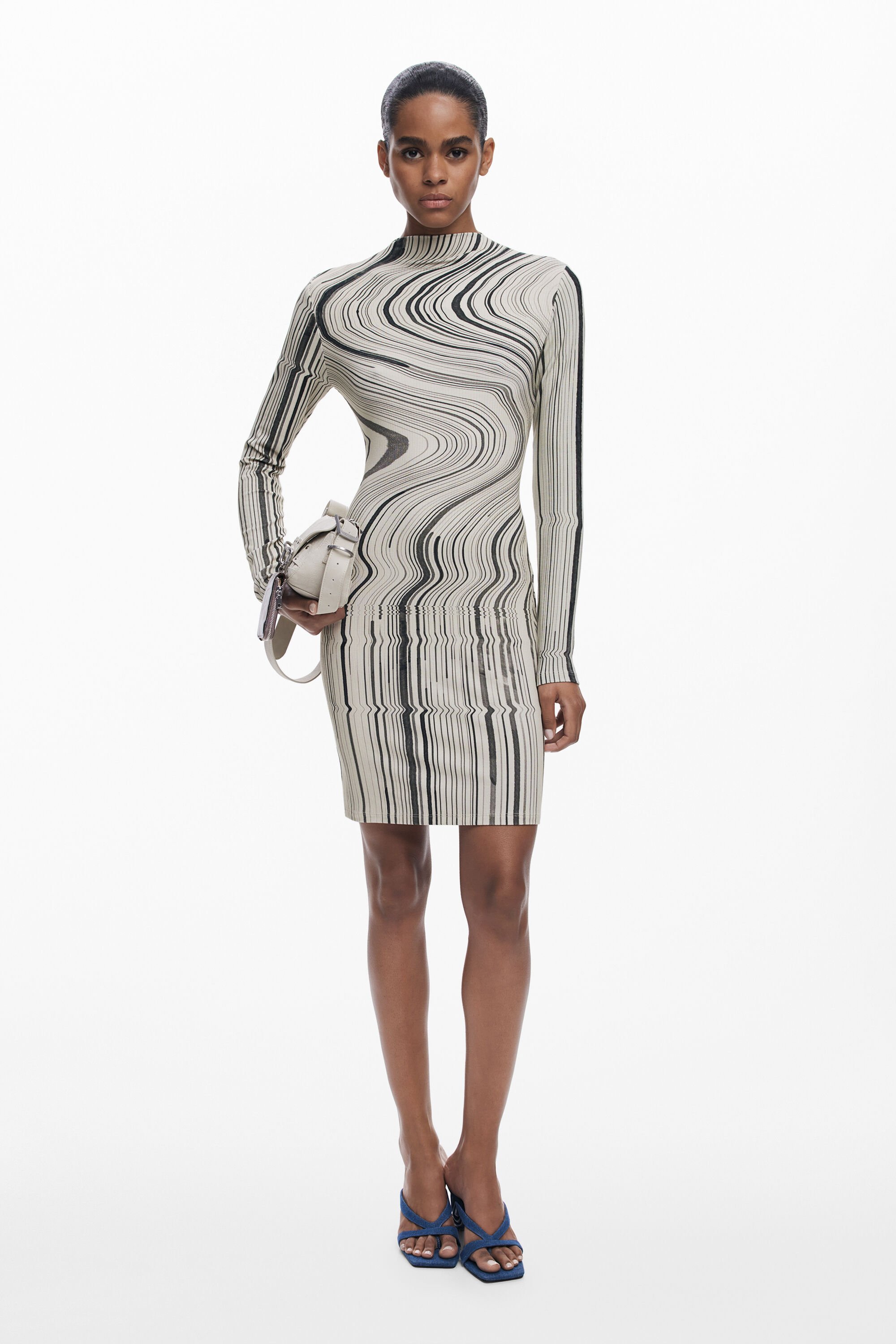 Desigual Jurk met golvende strepen - WHITE