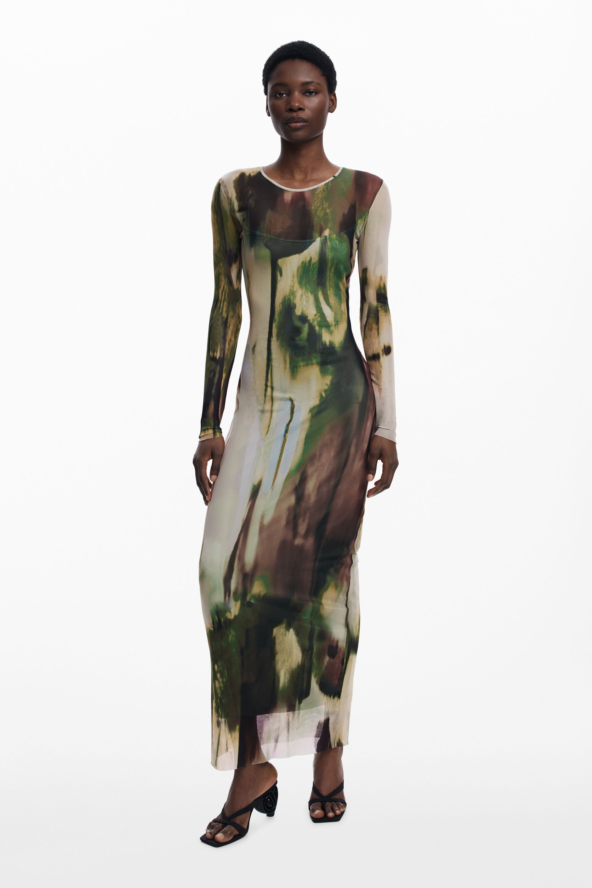 Desigual Lange tule jurk - GREEN