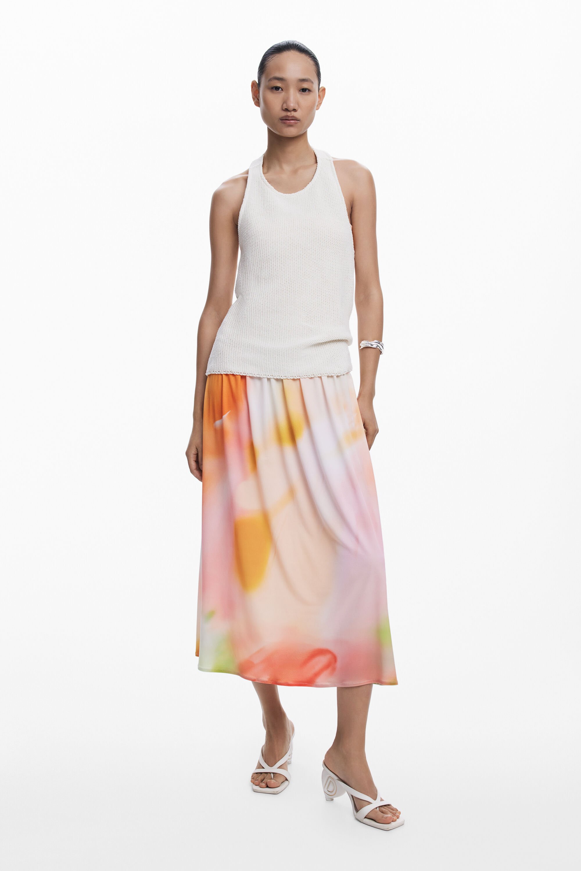 Desigual Lang verloopjurk 2-in-1 - WHITE