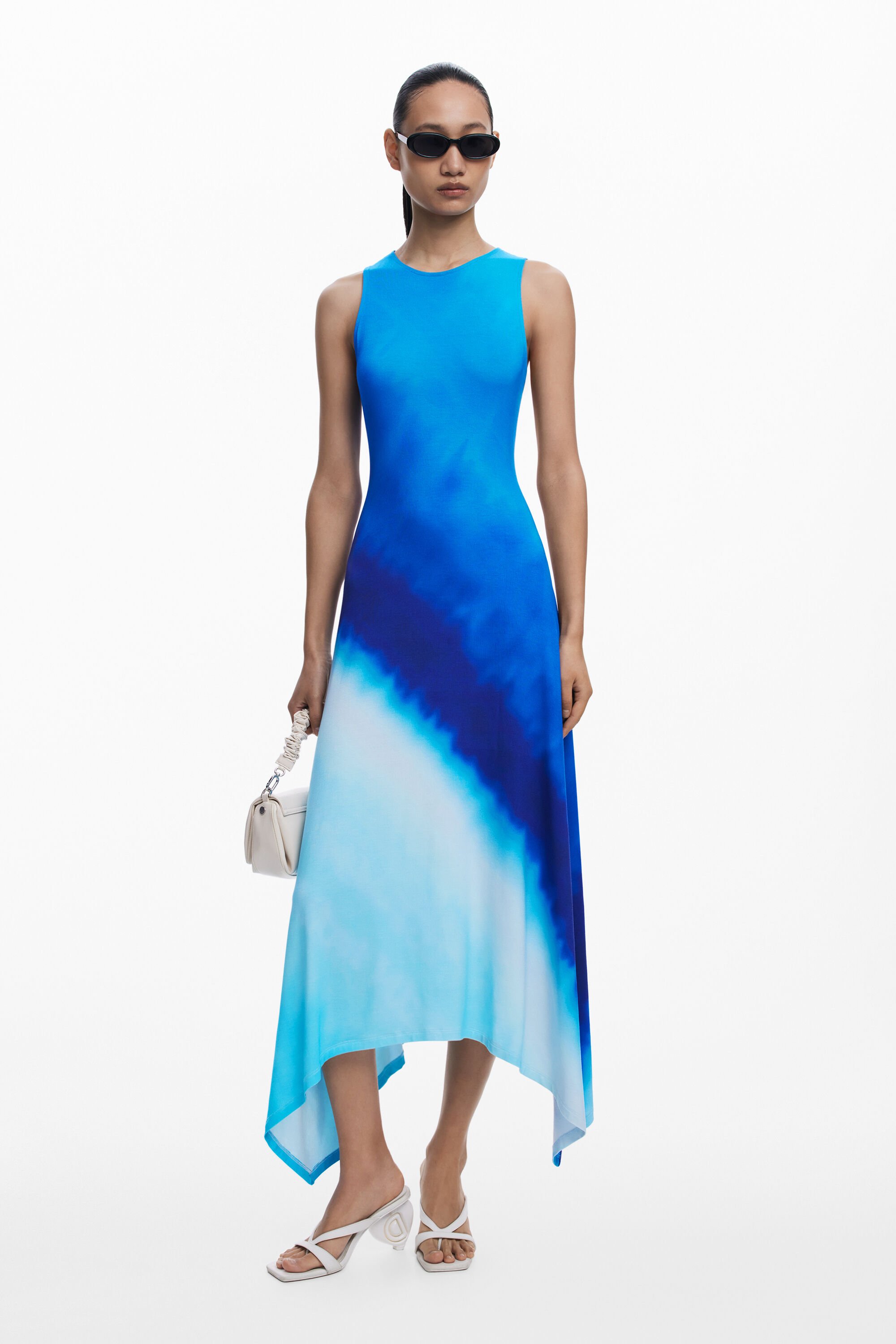 Desigual Tie-dye geplooide jurk - BLUE