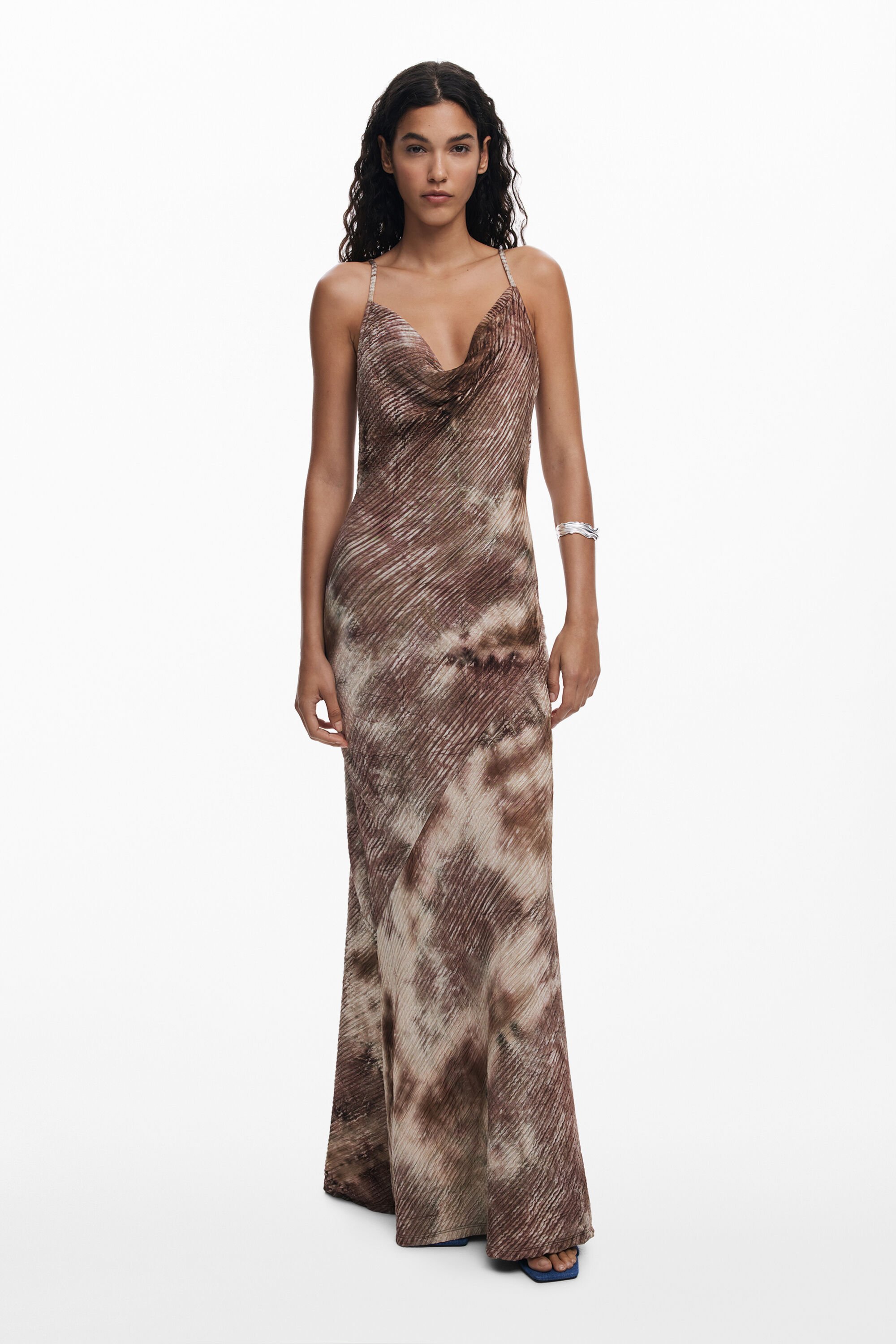 Desigual Lange jurk met degradeerbare bandjes - BROWN