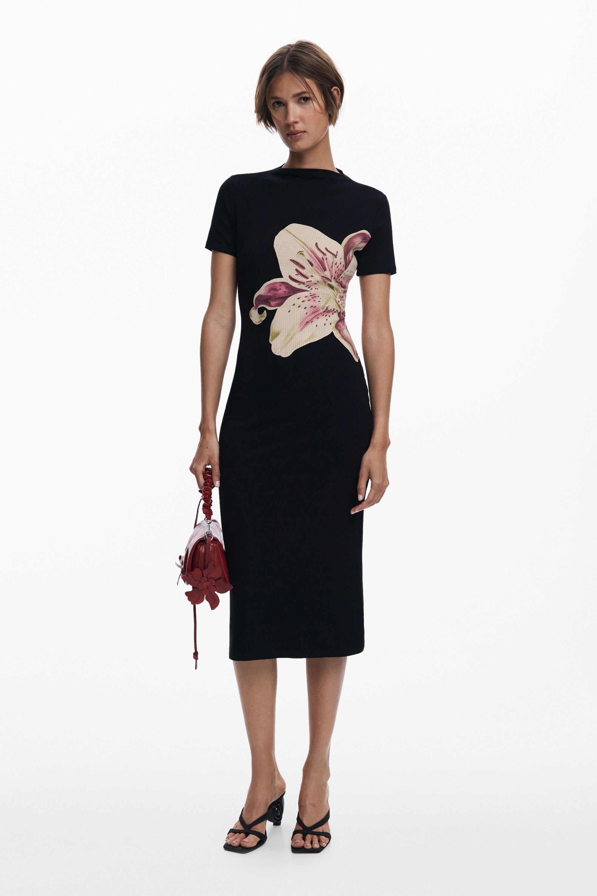 Desigual Lange orchidee jurk - BLACK