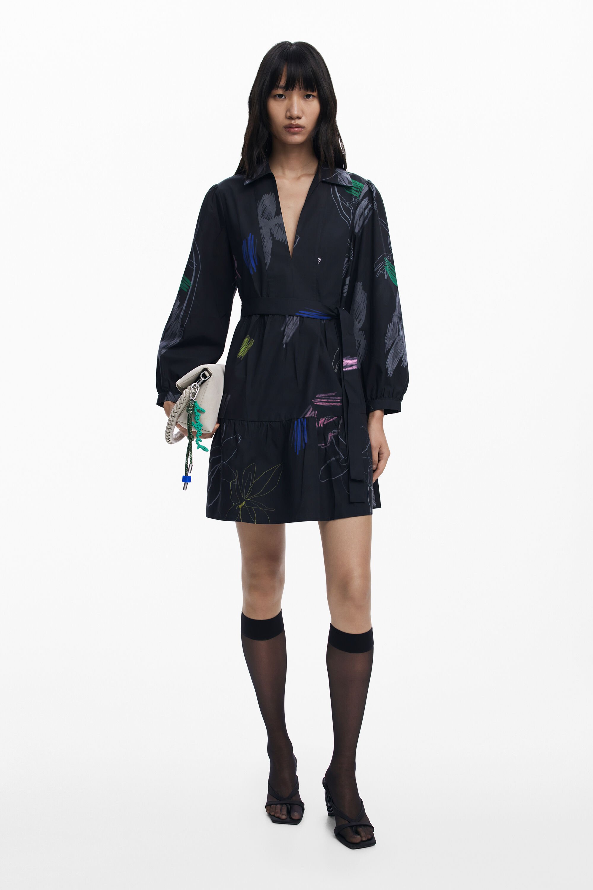 Desigual Kort overhemdjurk - BLACK