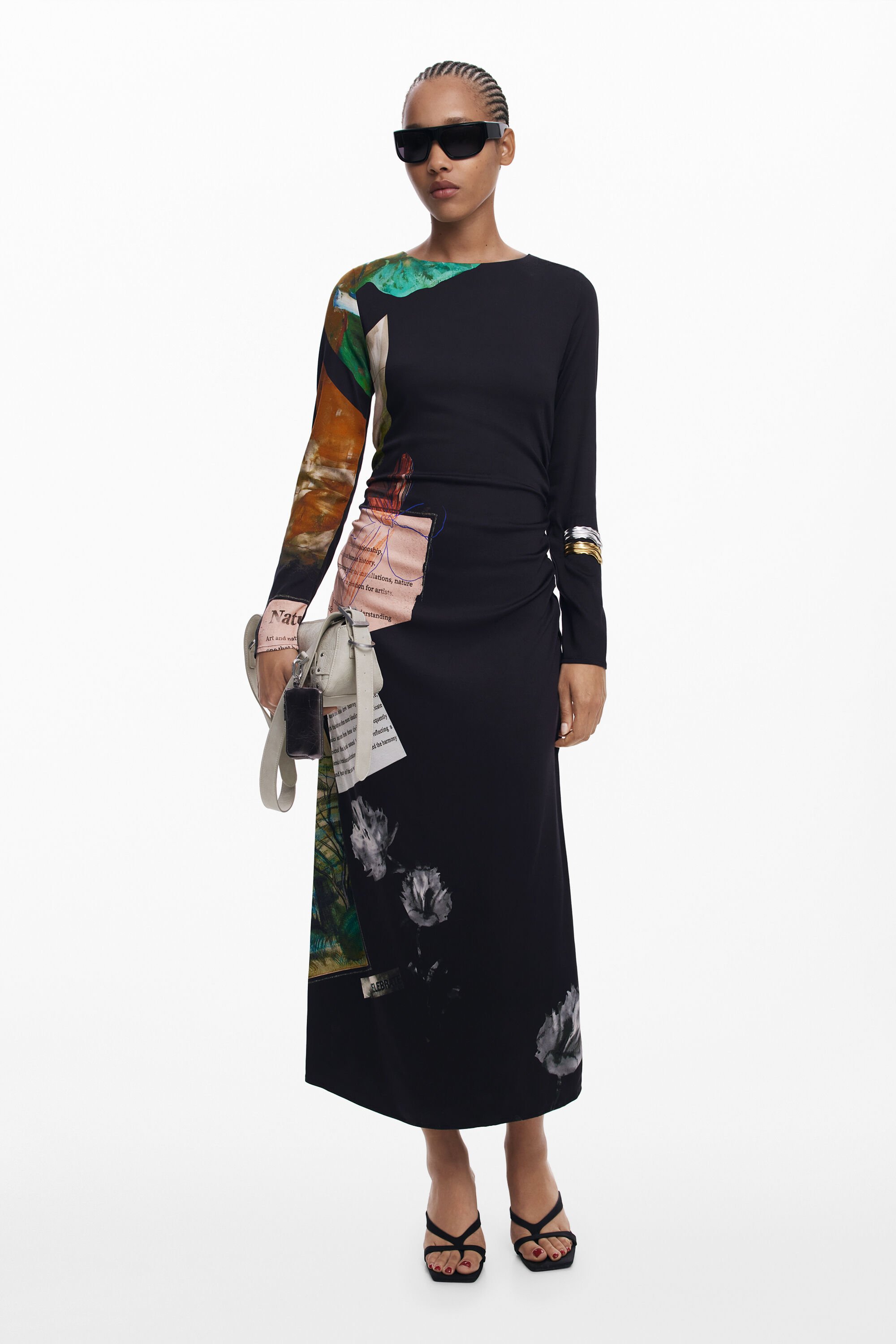 Desigual Asymmetrische jurk Collage - BLACK