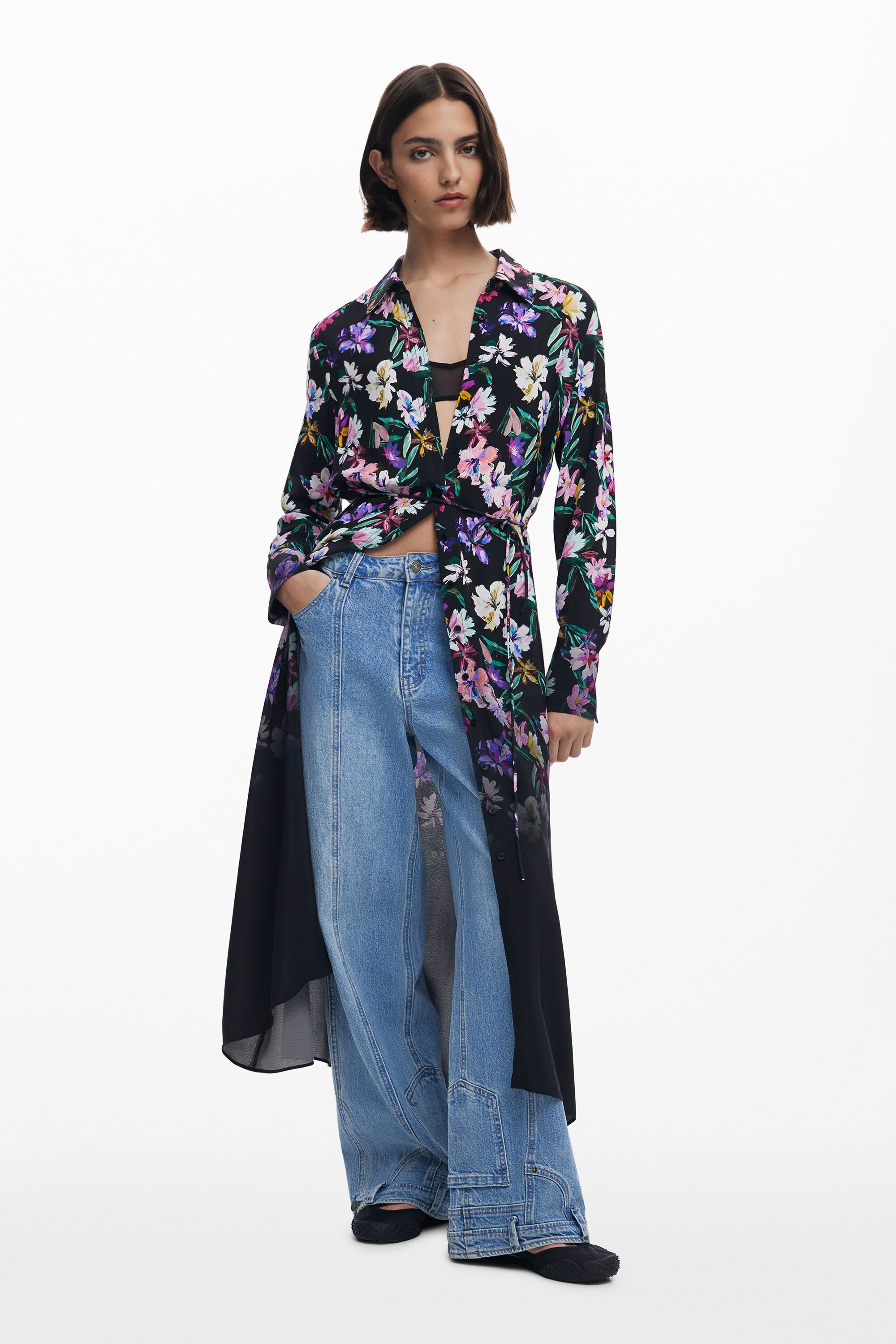 Desigual Overhemdjurk met bloemenverloop - MATERIAL FINISHES