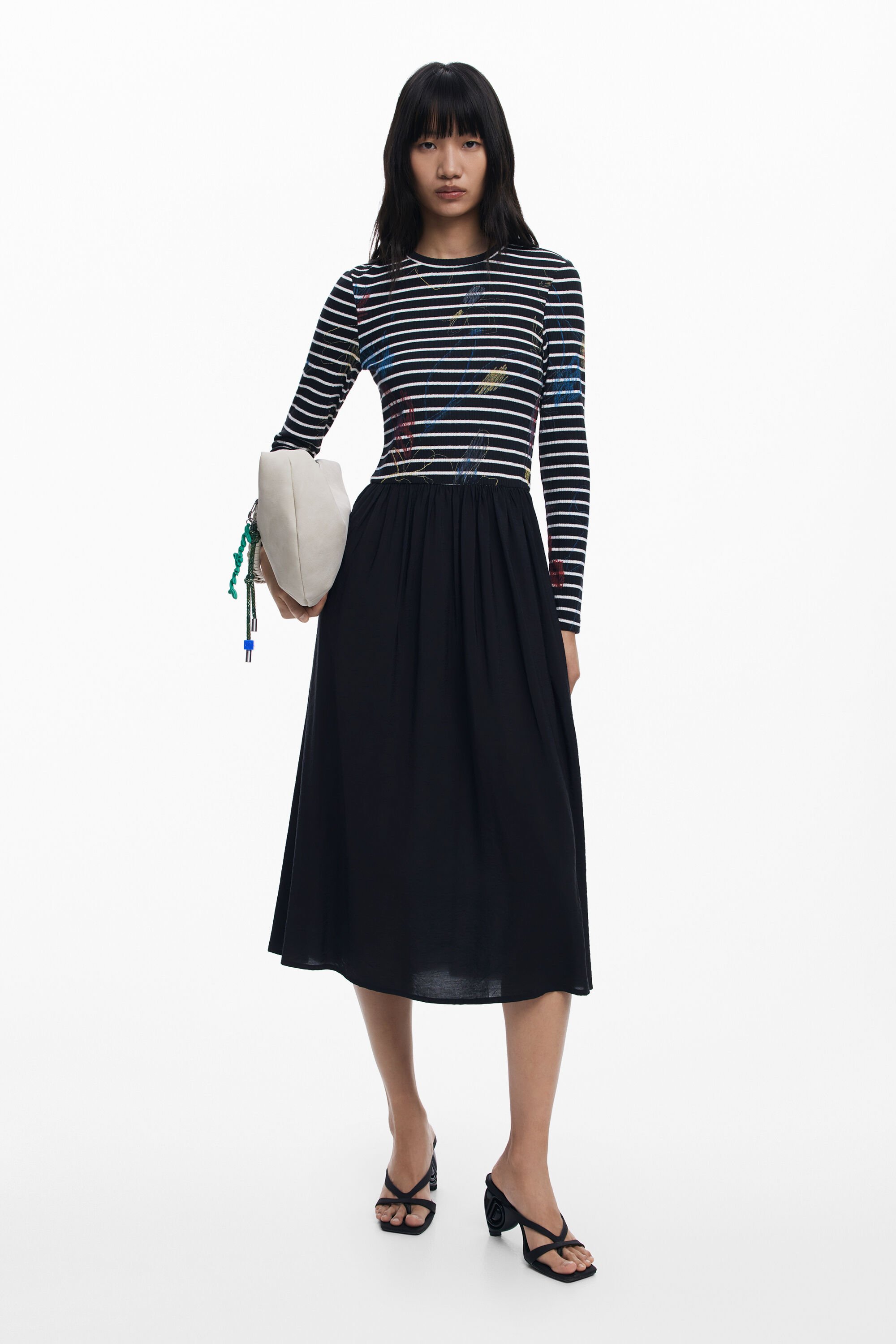 Desigual Gestreepte jurk gecombineerd - BLACK