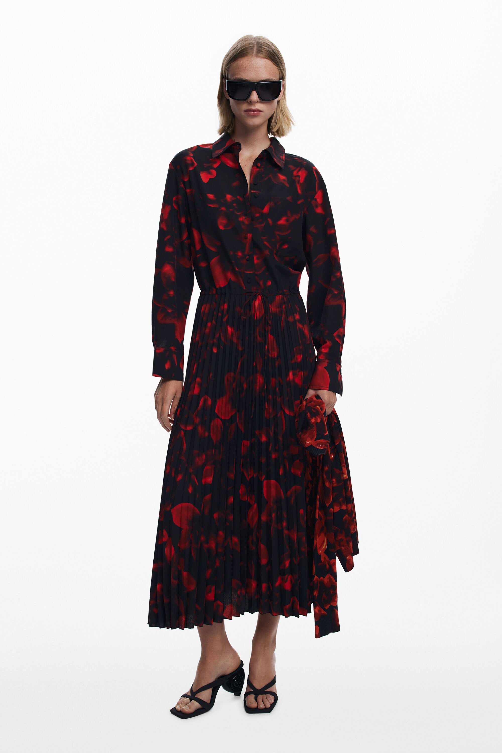 Desigual Geplisseerde overhemdjurk - RED