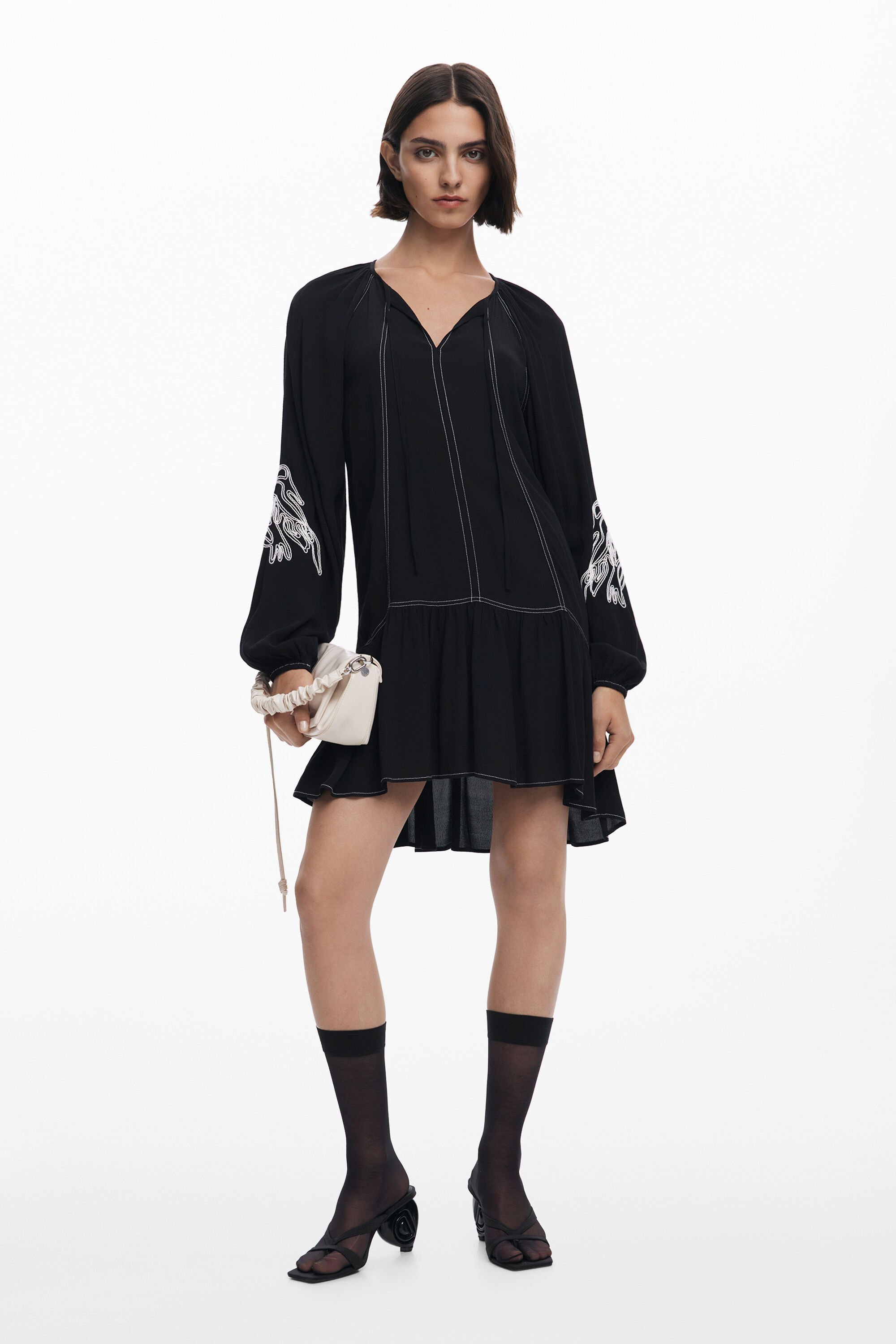 Desigual Boho-jurk met borduursels - BLACK