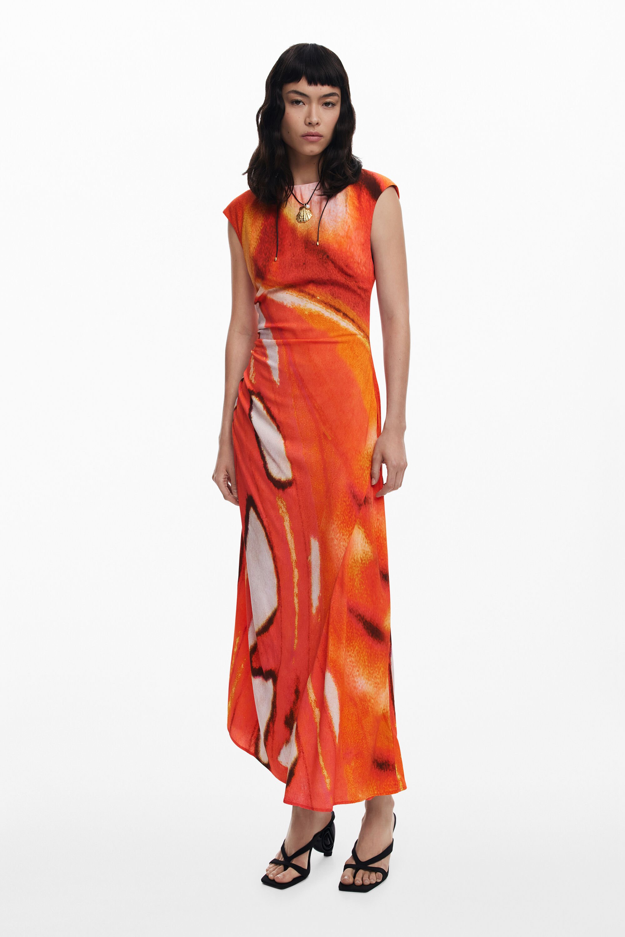 Desigual Gedrapeerde lange jurk - ORANGE
