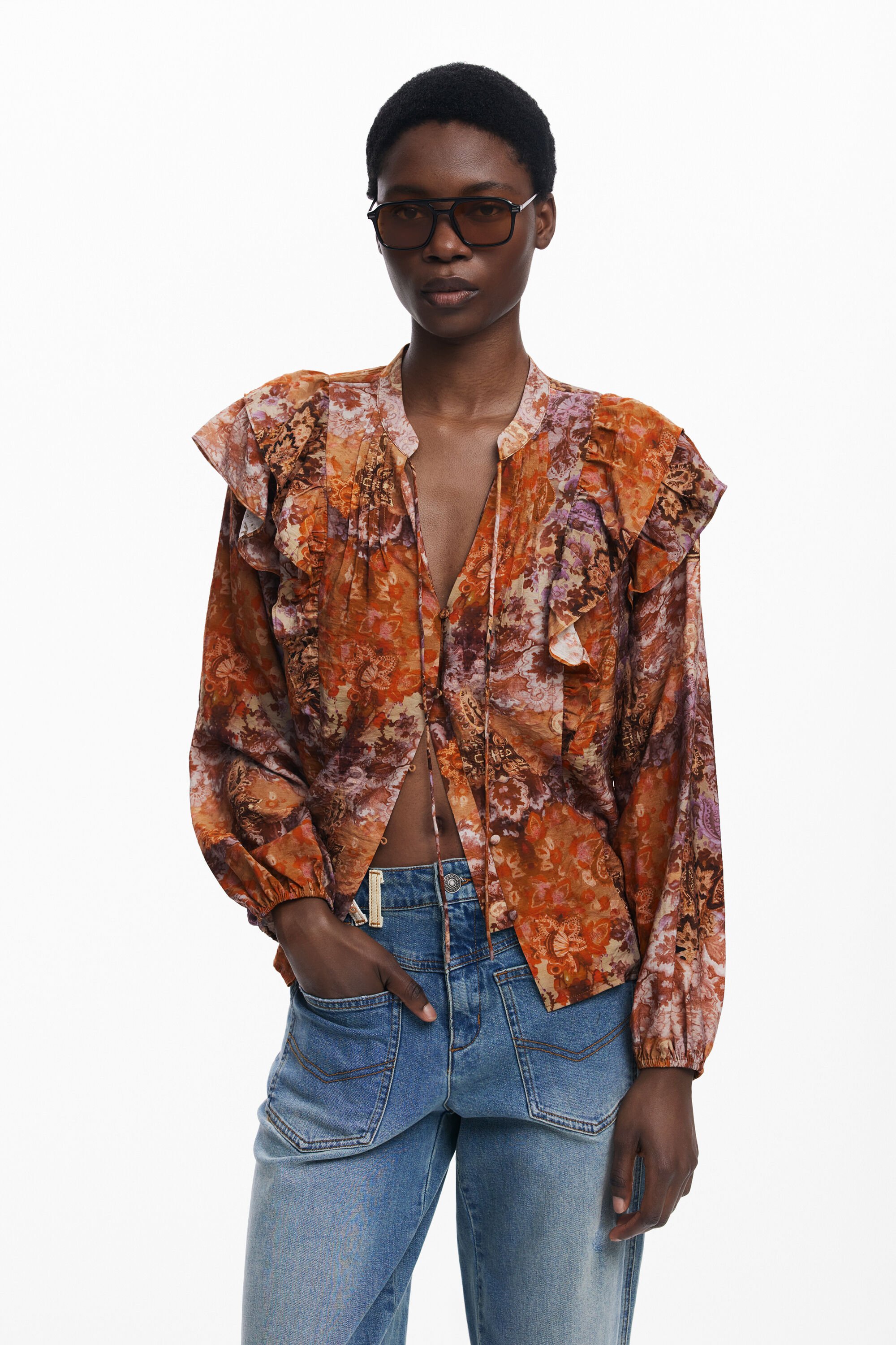 Desigual Romantische paisley blouse - ORANGE