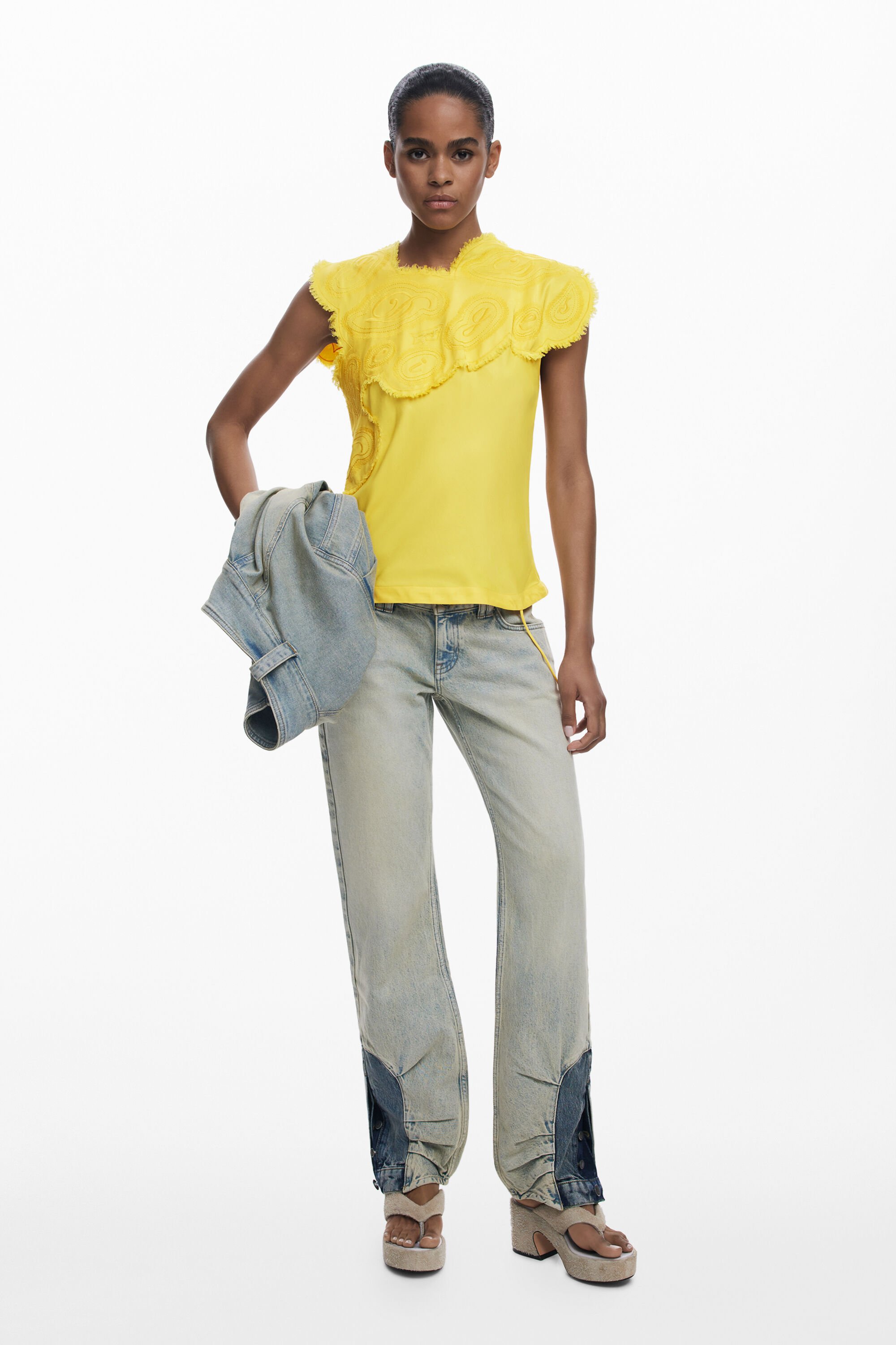 Desigual Geborduurde blouse - YELLOW