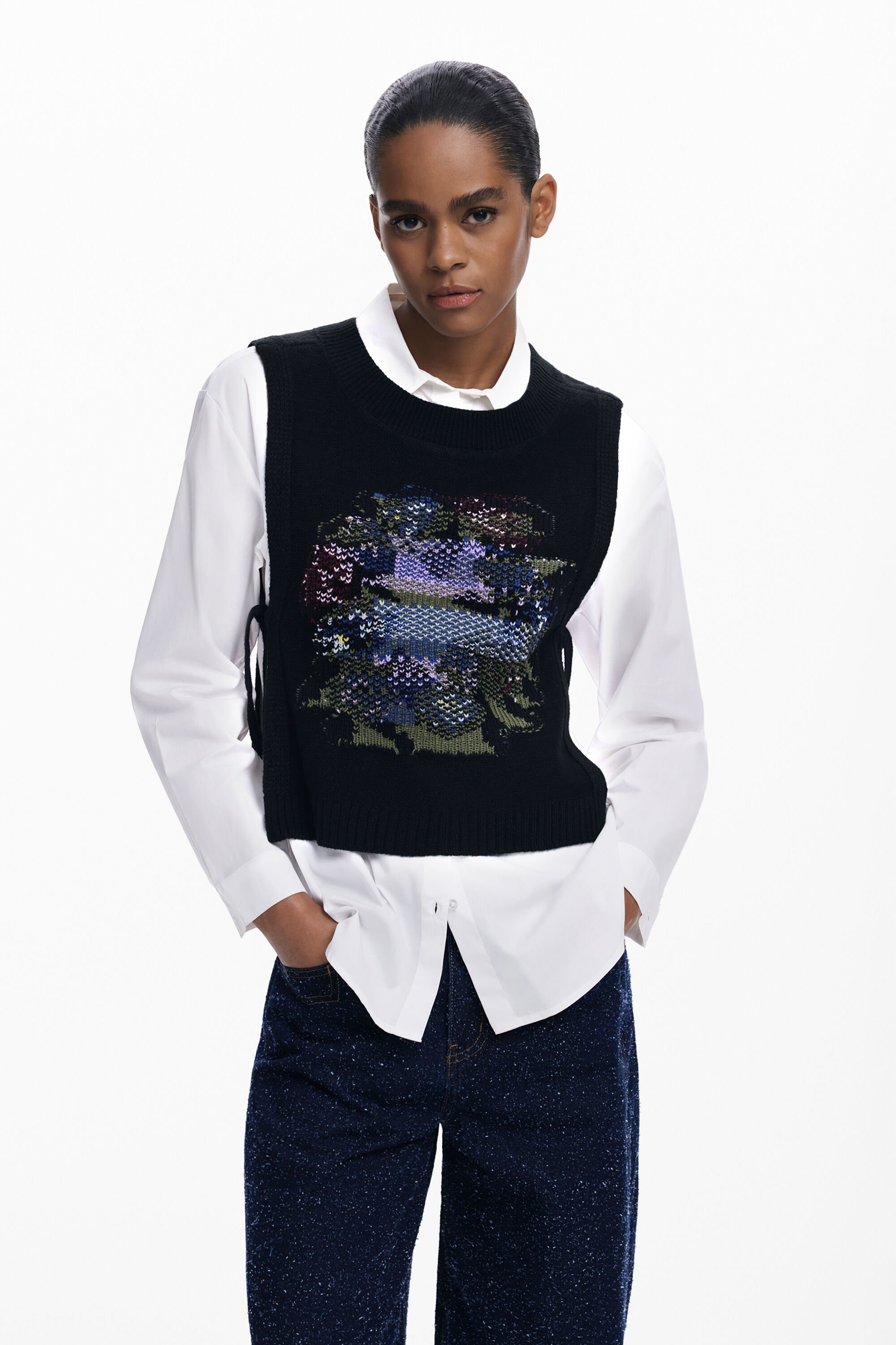 Desigual 2-in-1 bloemenblouse - WHITE