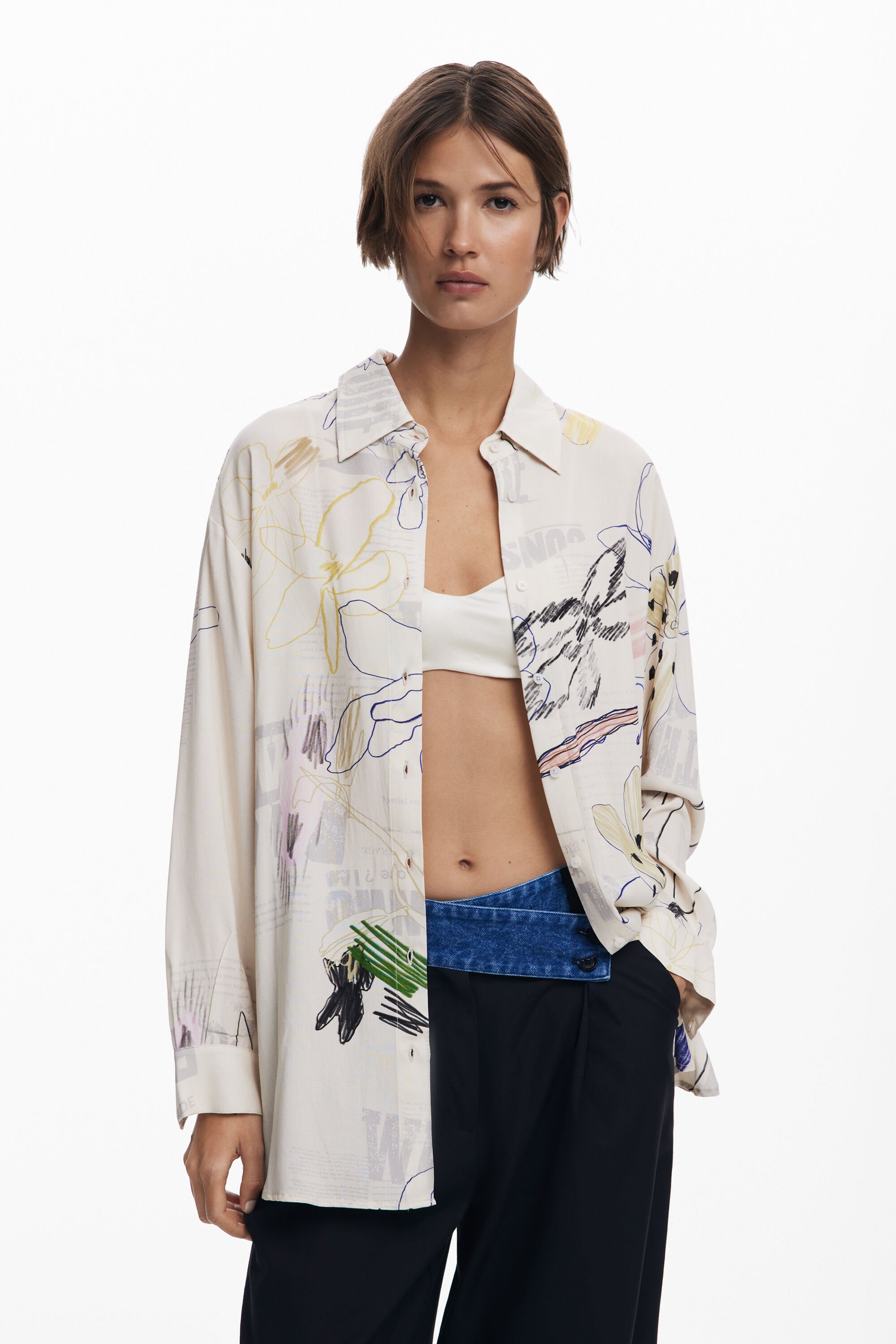 Desigual Collage vloeiend overhemd - WHITE