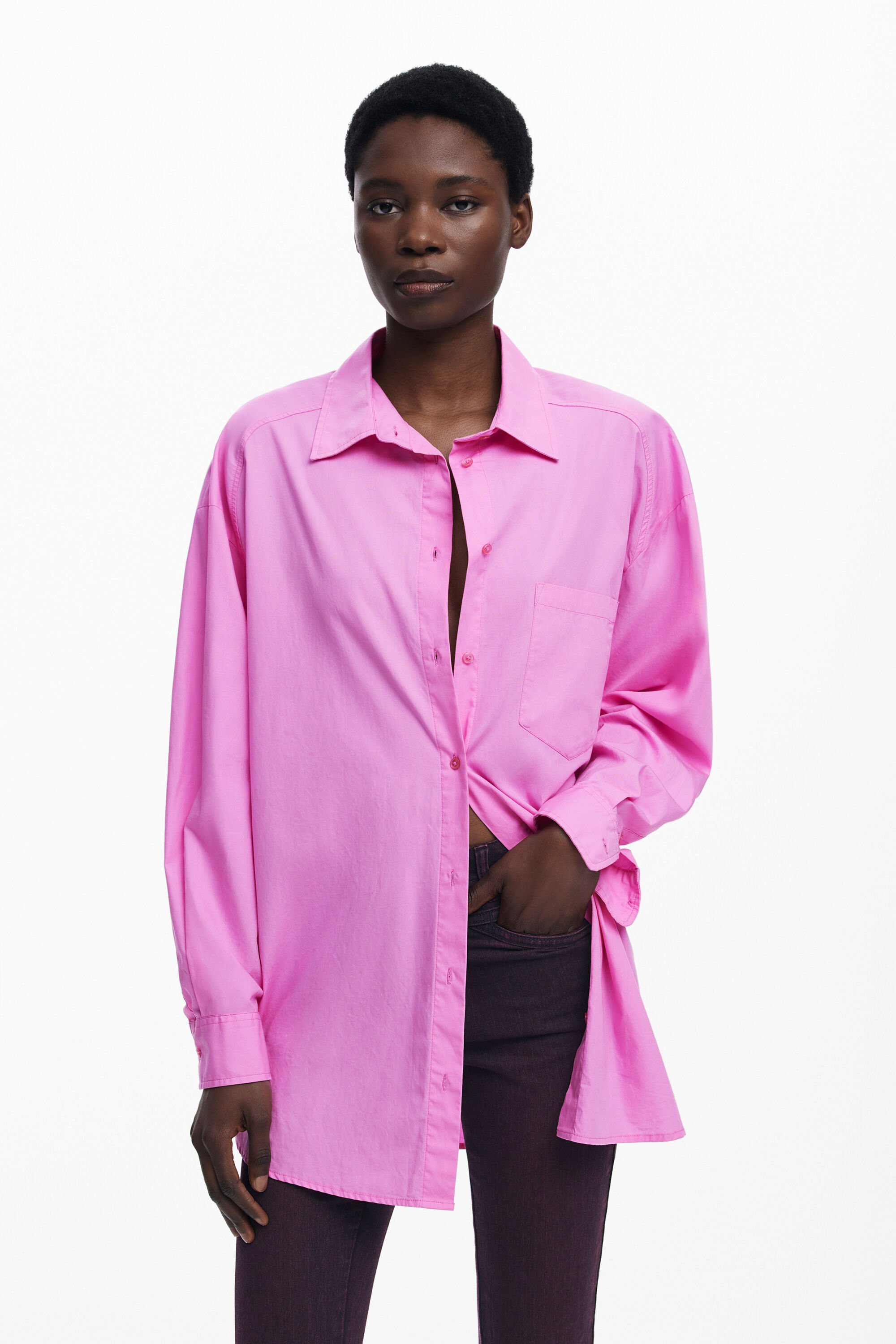 Desigual Oversized stripjes shirt - RED