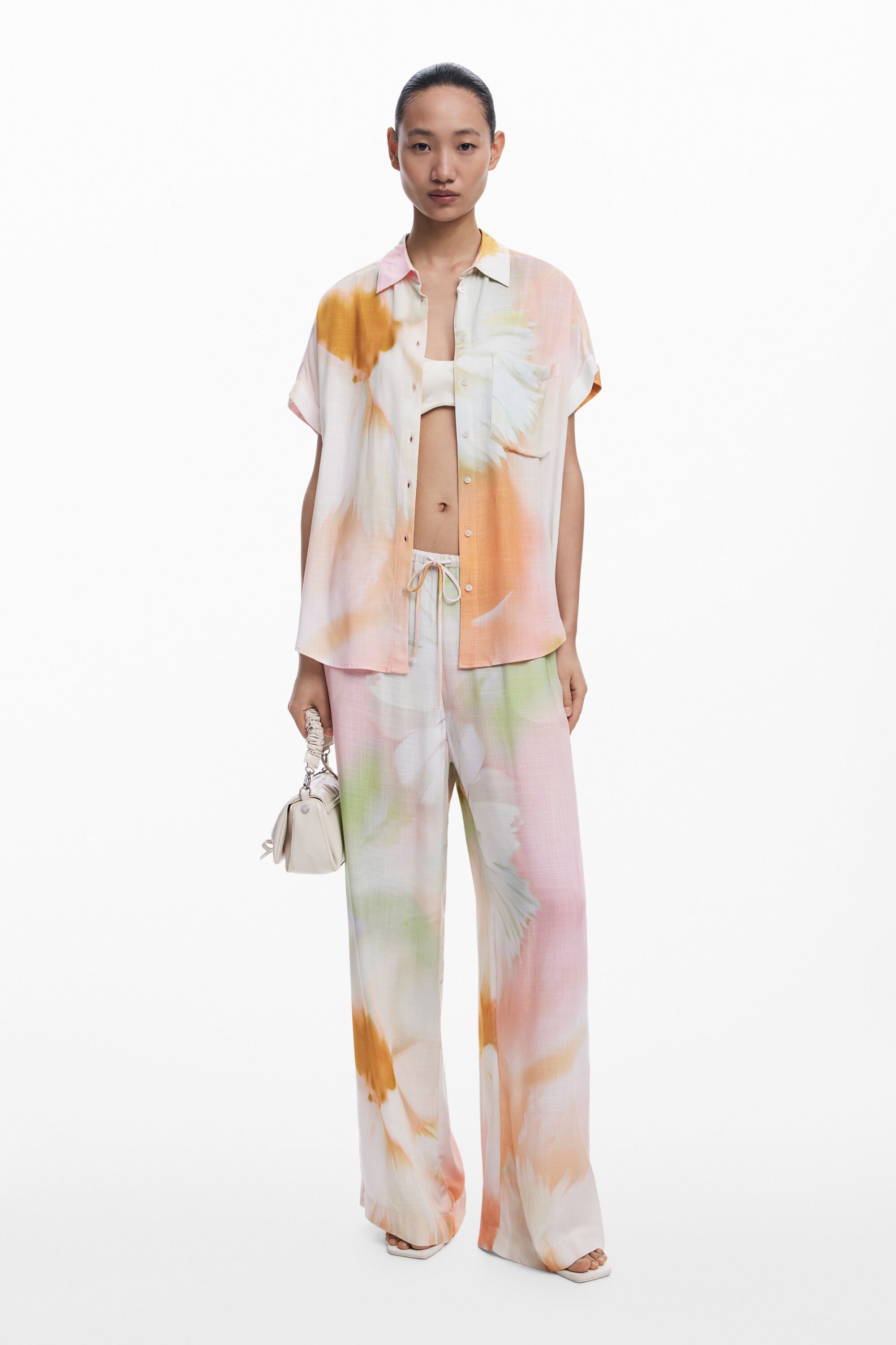 Desigual Kortmouw aquarelshirt - WHITE
