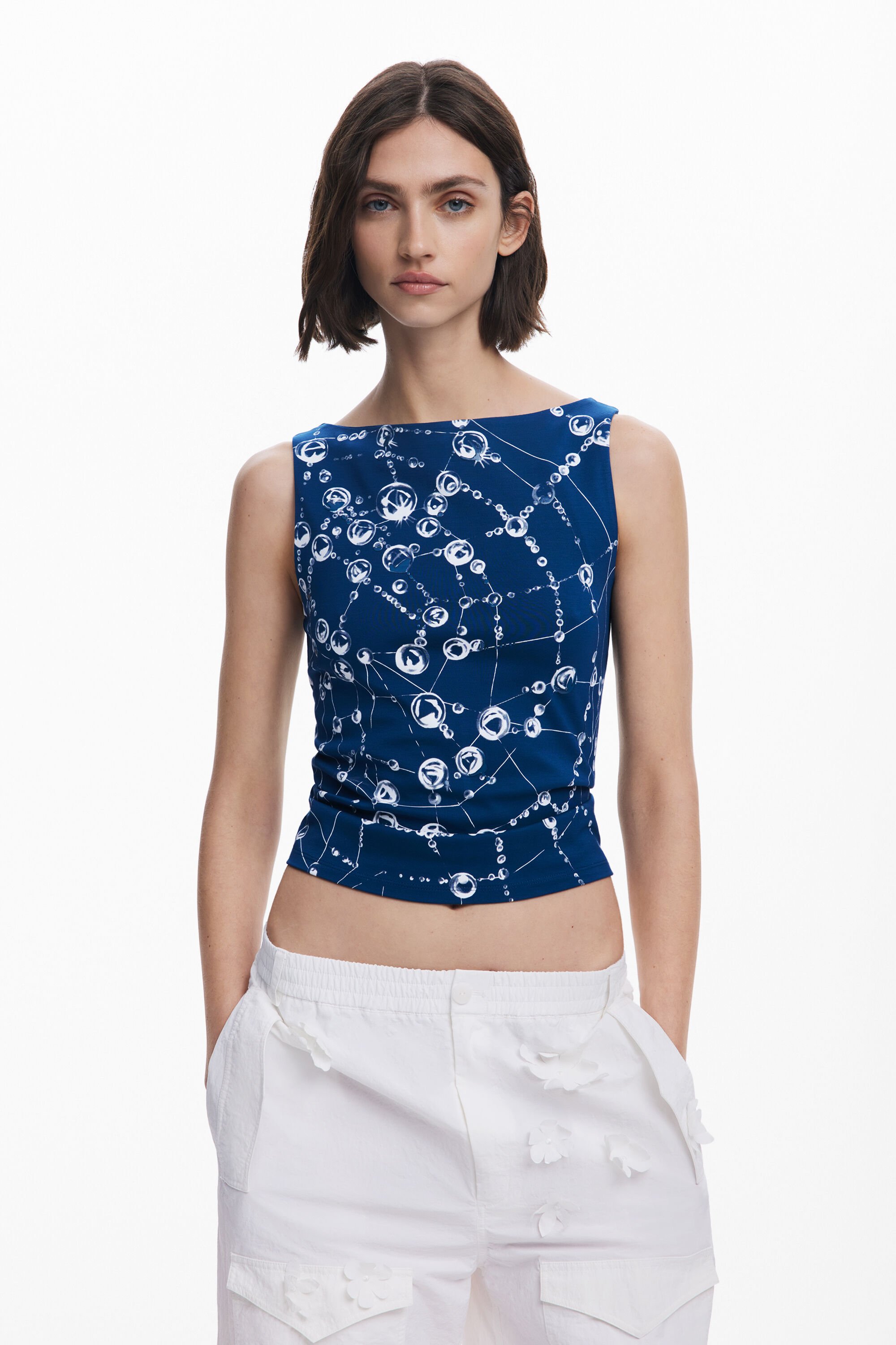 Desigual Mouwloos T-shirt druppels Tyler McGillivary - BLUE