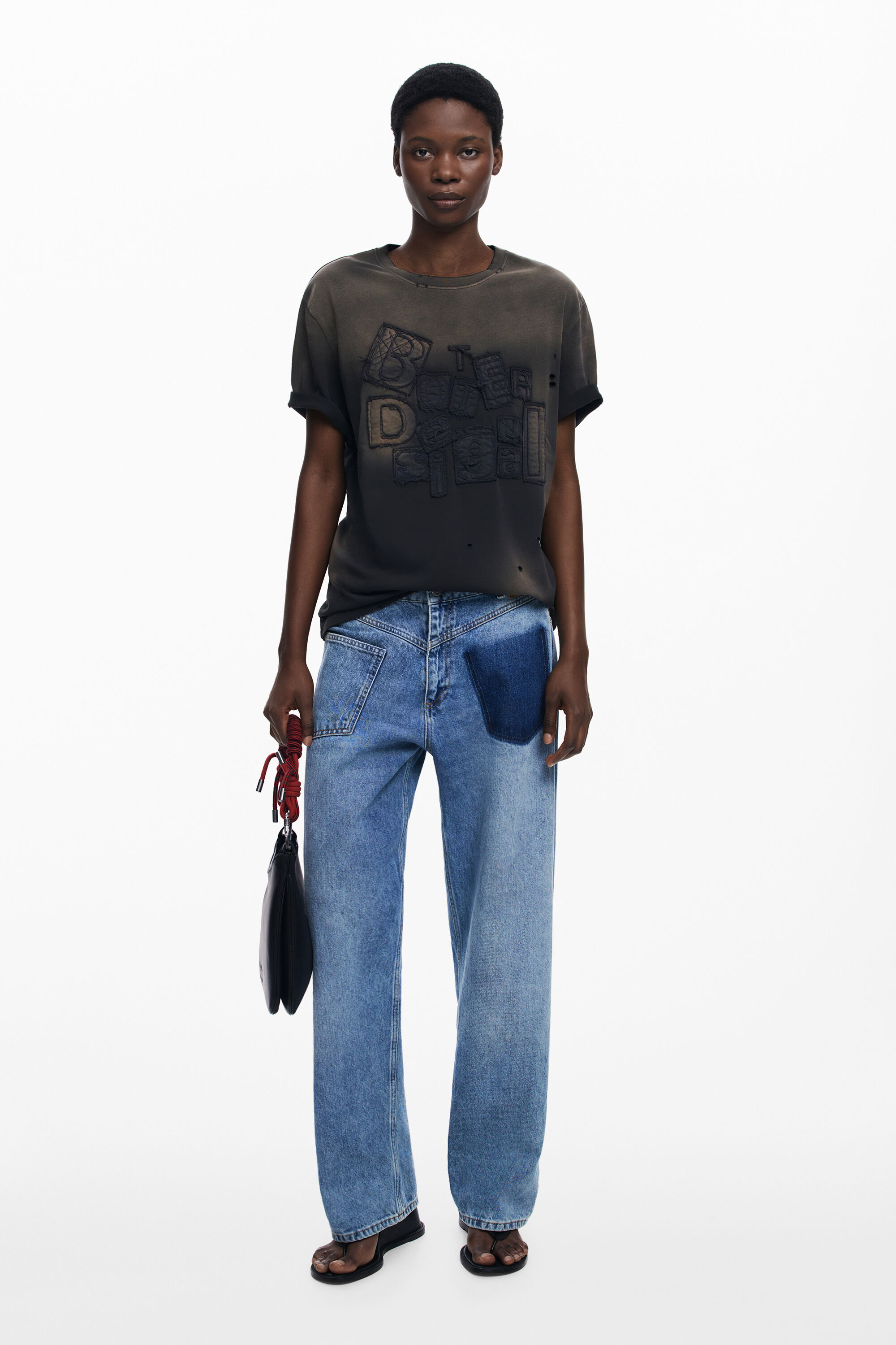 Desigual Sun-faded Botter T-shirt met korte mouwen - BLACK