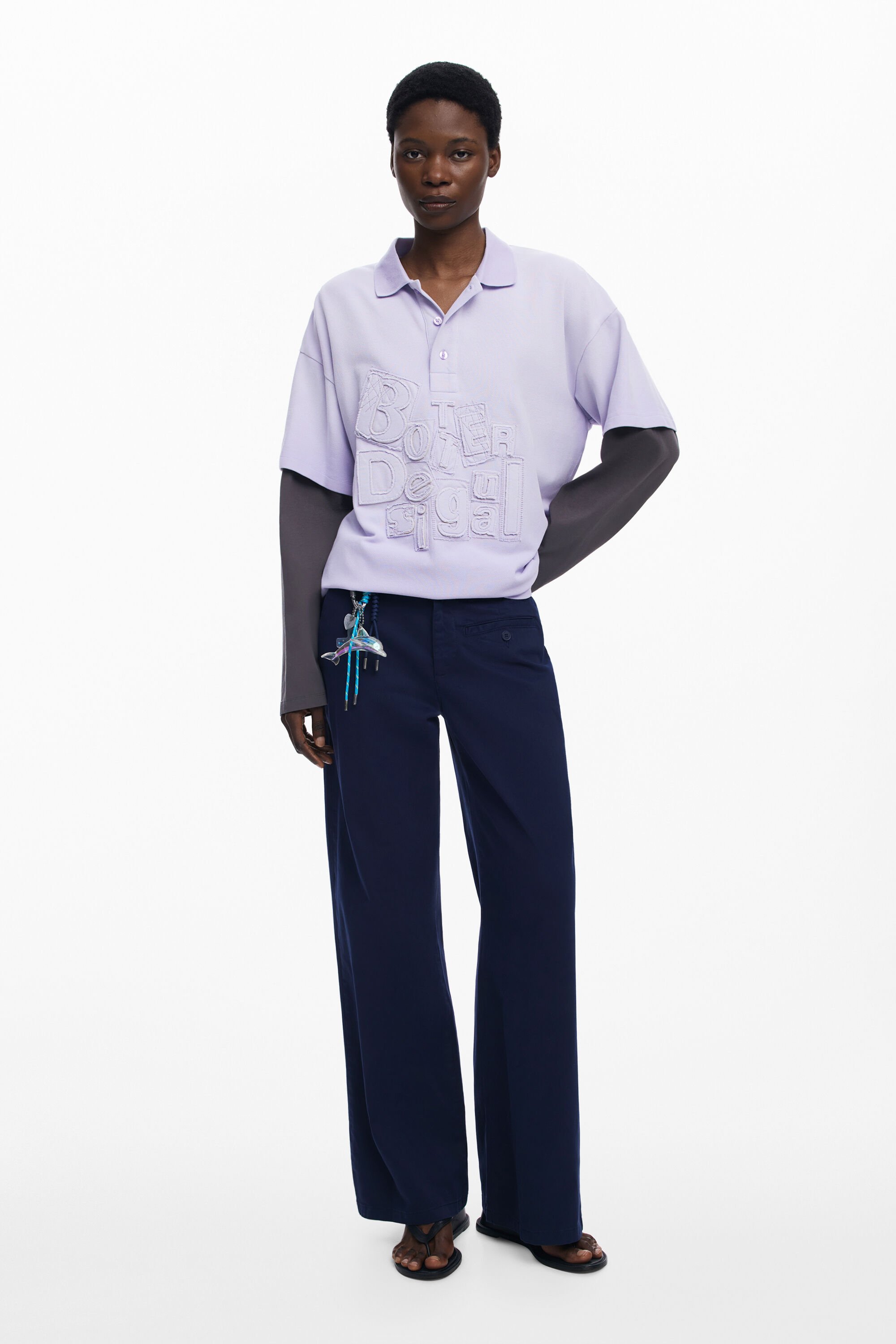 Desigual Dubbel mouw patch T-shirt Botter - RED