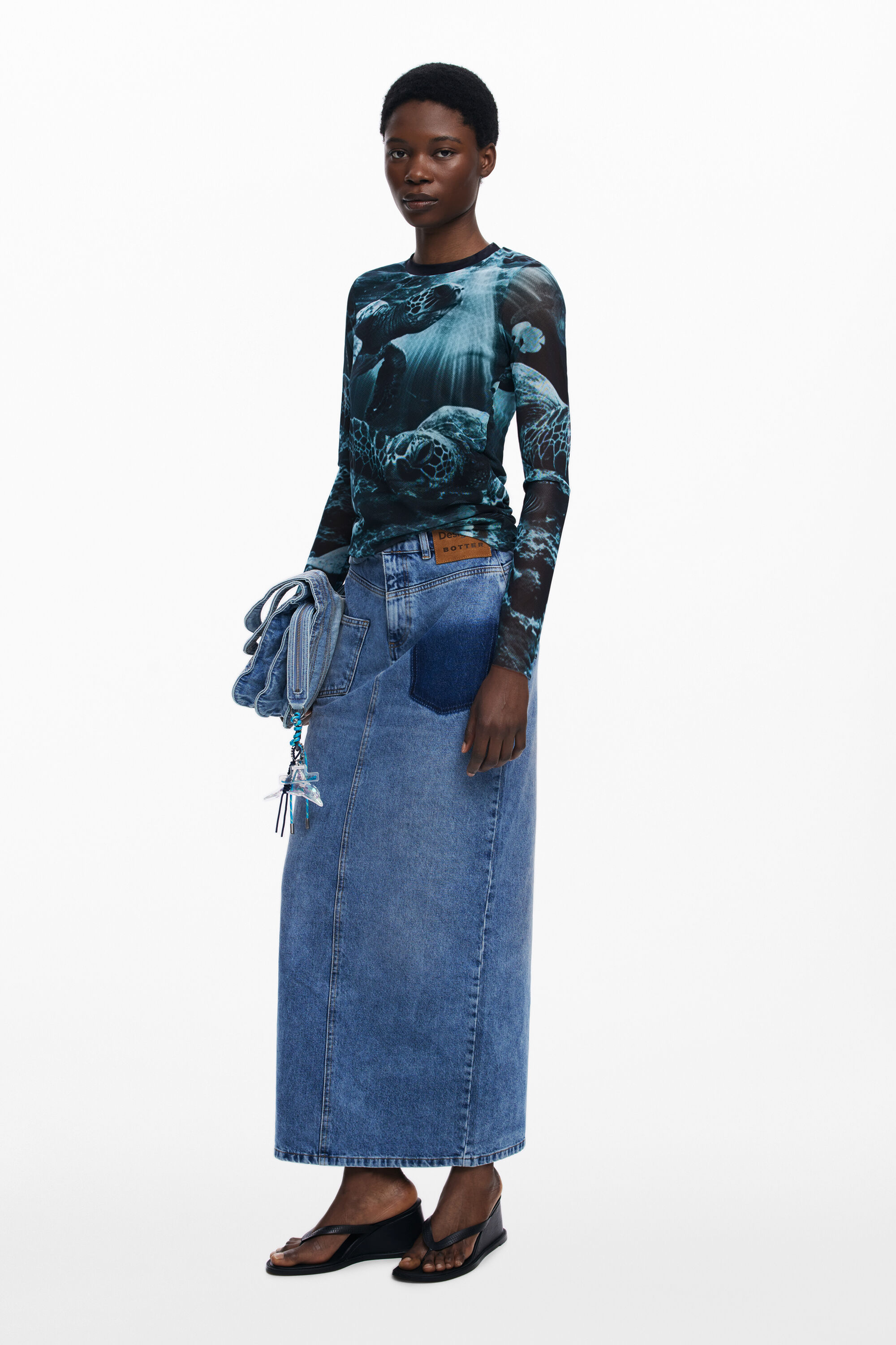 Desigual Lange mouwen T-shirt schildpadden Botter - BLUE