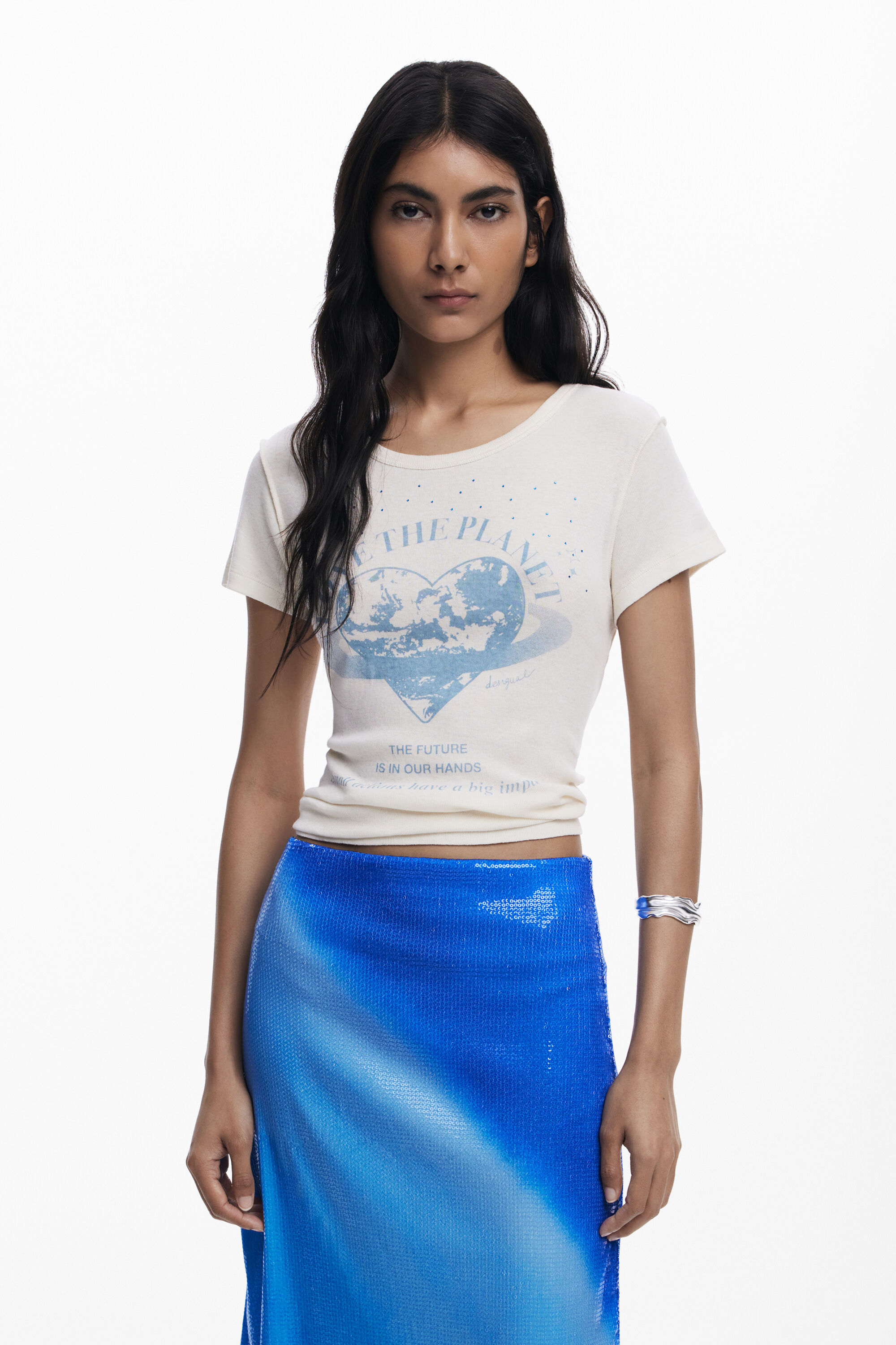 Desigual T-shirt Love the planet - WHITE