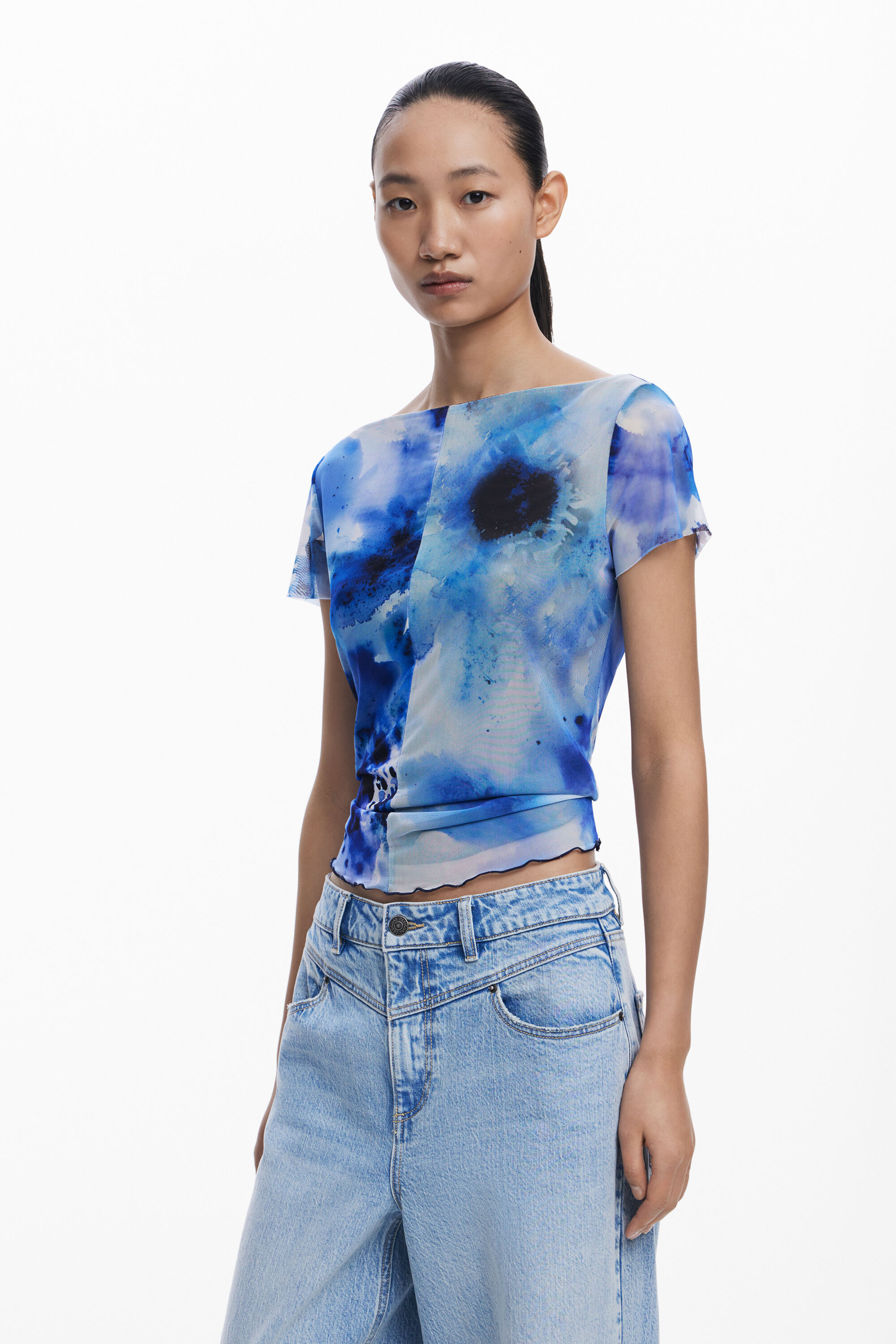 Desigual Geribd tule T-shirt - BLUE