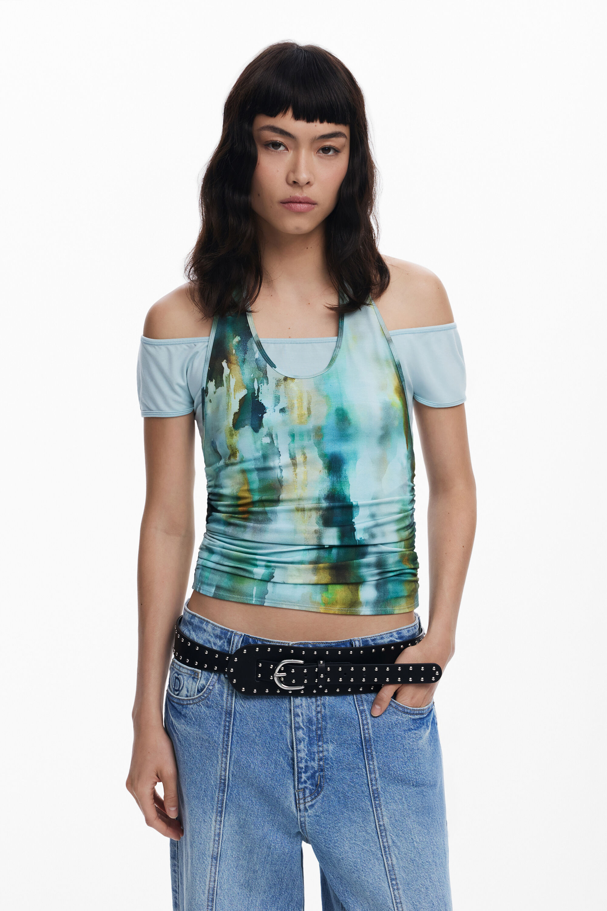 Desigual T-shirt met dubbele laag effect - YELLOW