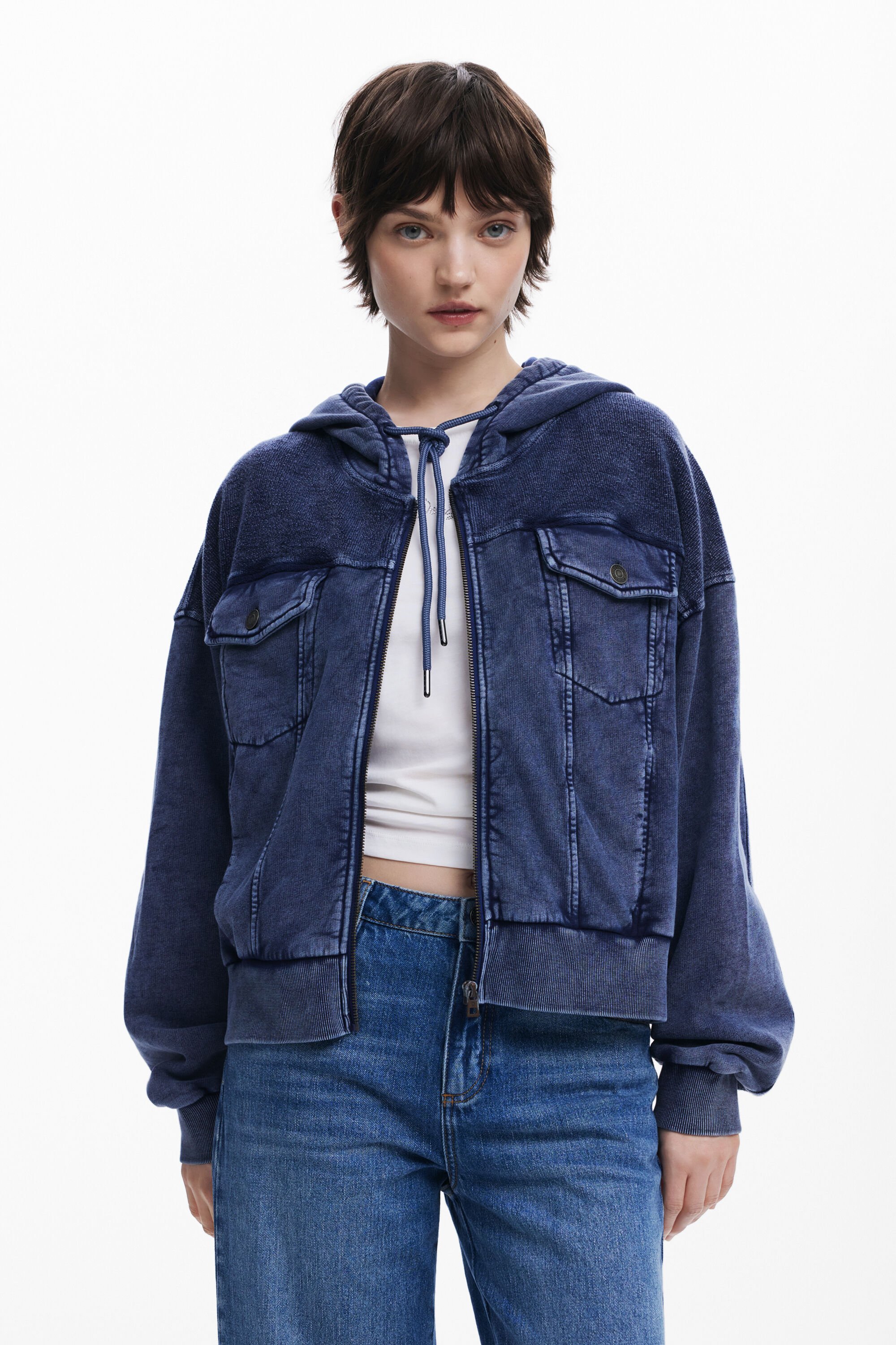 Desigual Sweatshirt met denimprint - BLUE