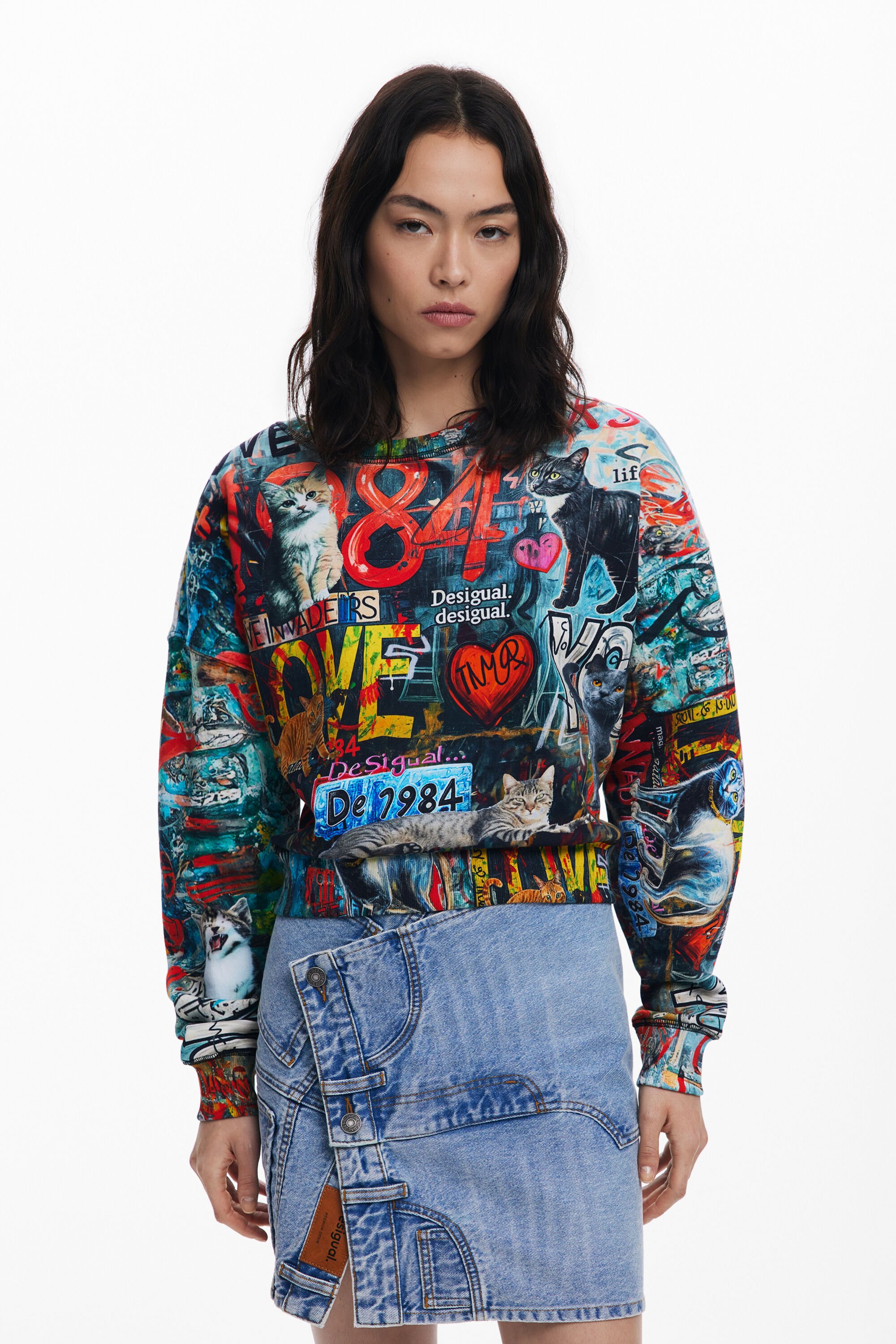 Desigual Graffiti-sweatshirt - BLACK