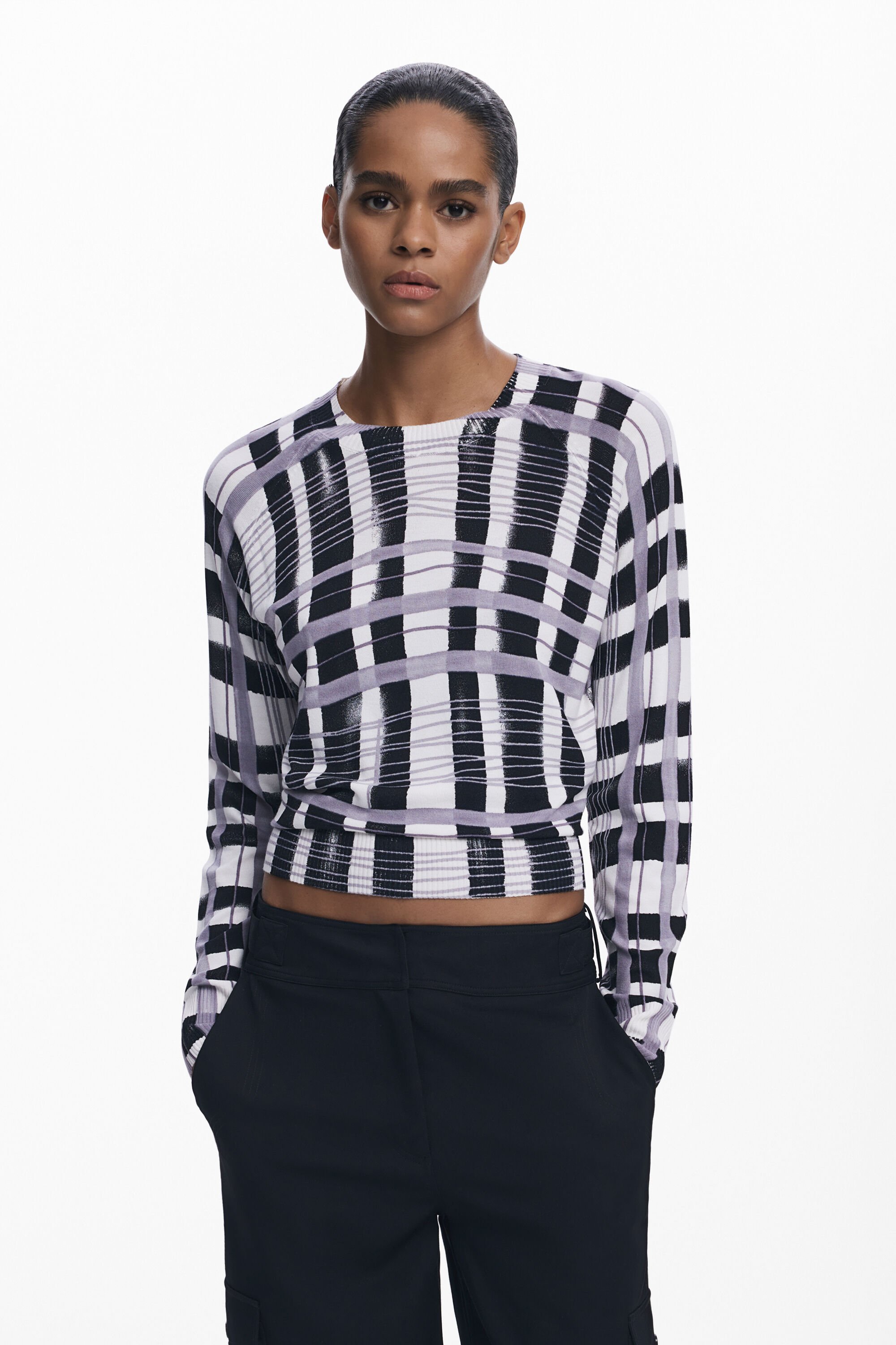 Desigual Mikado gestreepte trui - BLACK