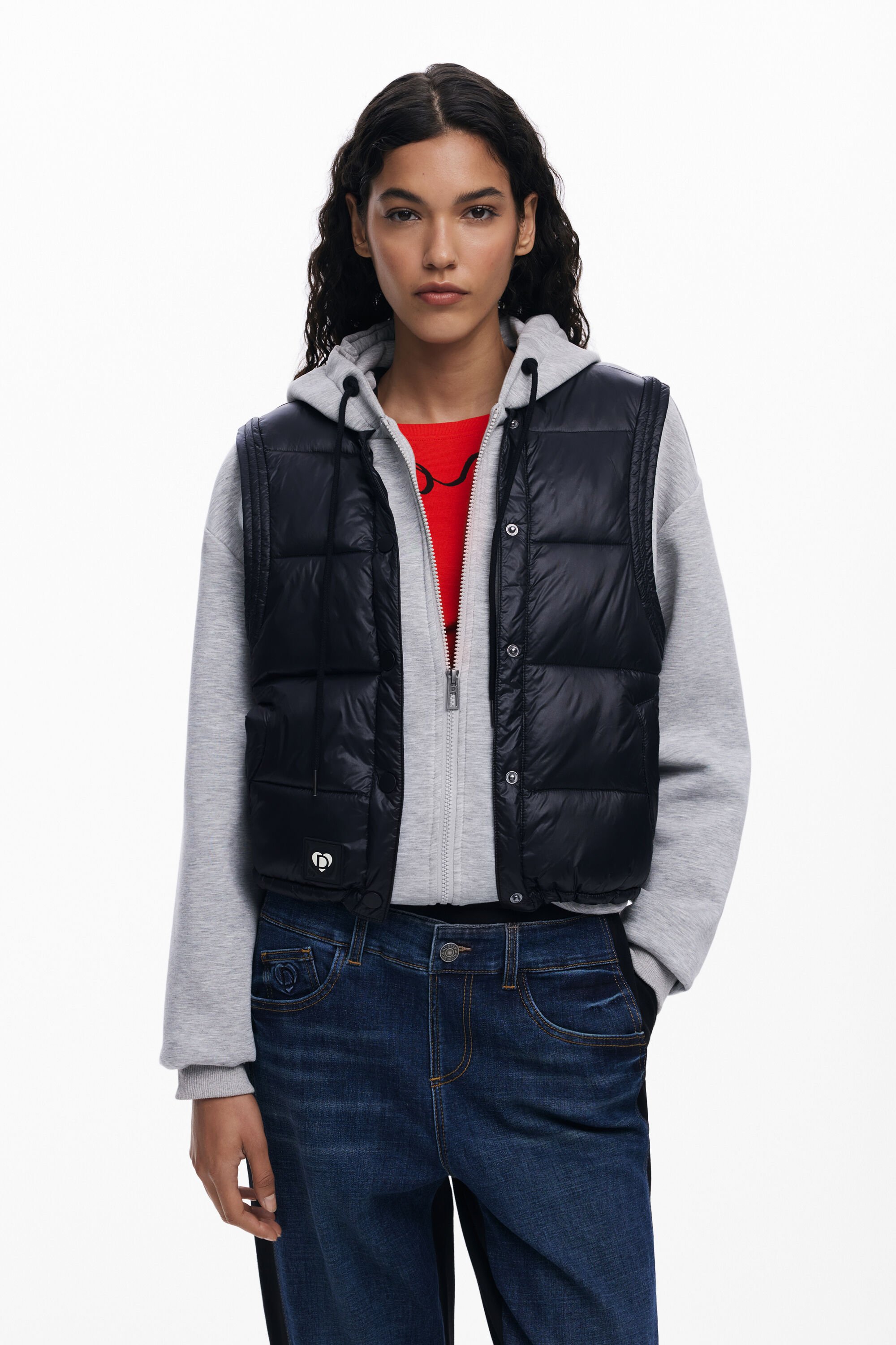 Desigual Sweatshirt gecombineerd met gewatteerd vest - BLACK