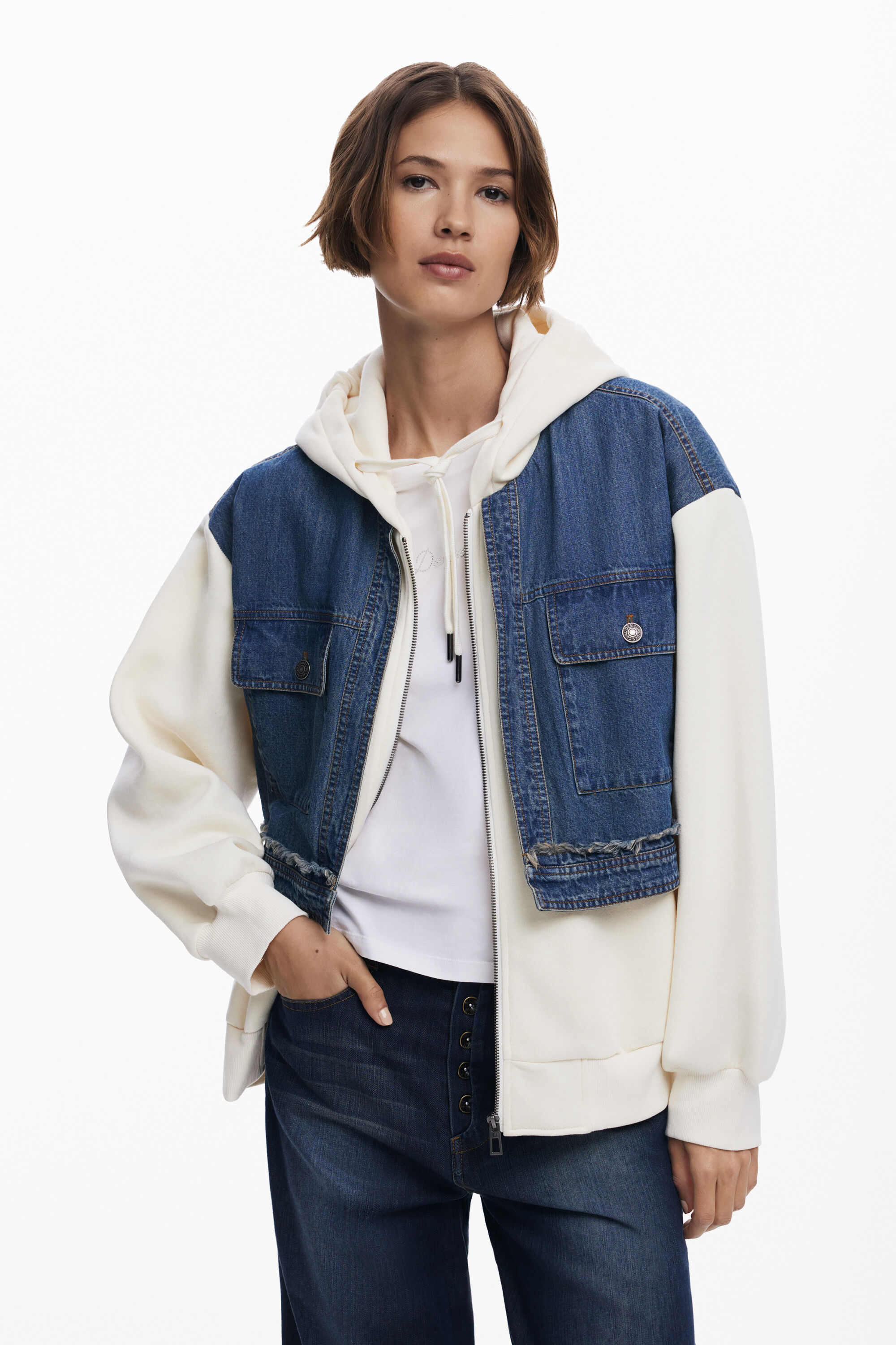 Desigual Denim gecombineerde sweatshirt - WHITE