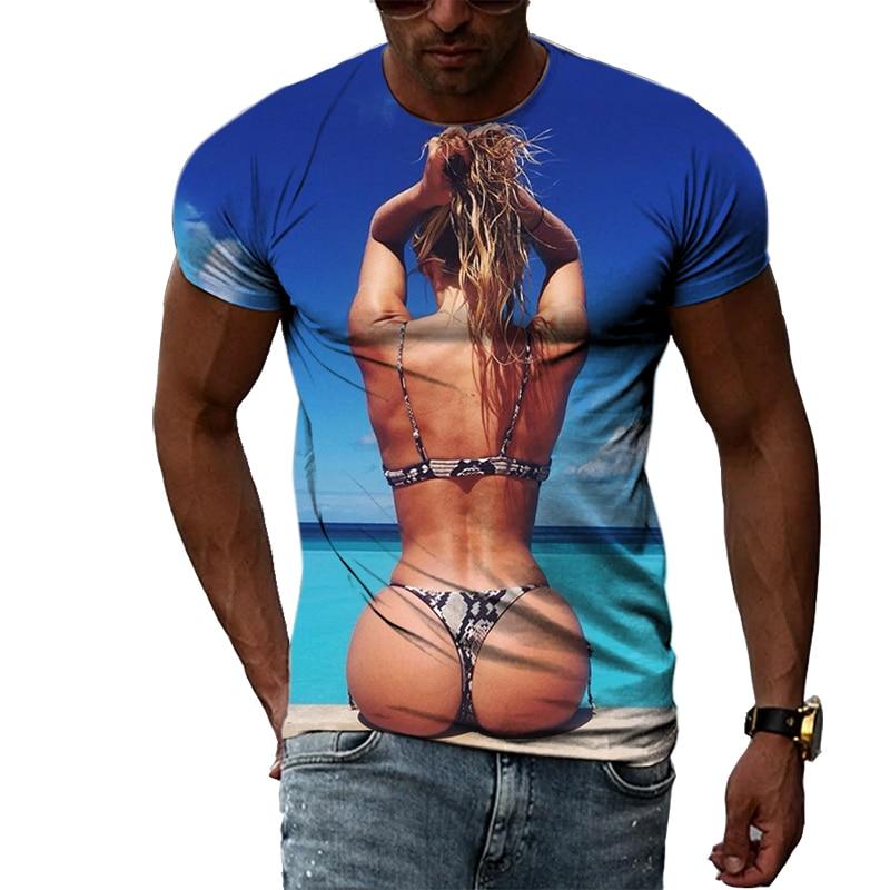 ETST WENDY Hip Hop Strand Sexy Meisje 3D HD Afdrukken Zomer heren T-shirt Grappig Alternatieve Mode Cool Sneldrogend Klassiek Crewneck Shirt 6XL XL