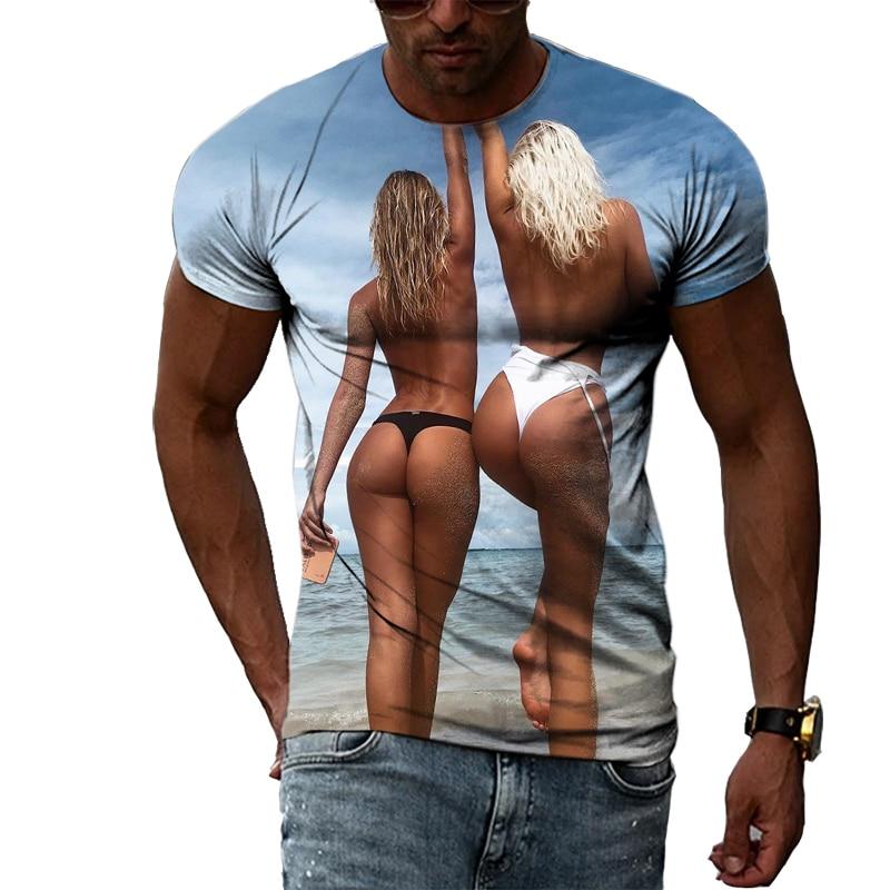 ETST WENDY Hip Hop Strand Sexy Meisje 3D HD Afdrukken Zomer heren T-shirt Grappig Alternatieve Mode Cool Sneldrogend Klassiek Crewneck Shirt 6XL L