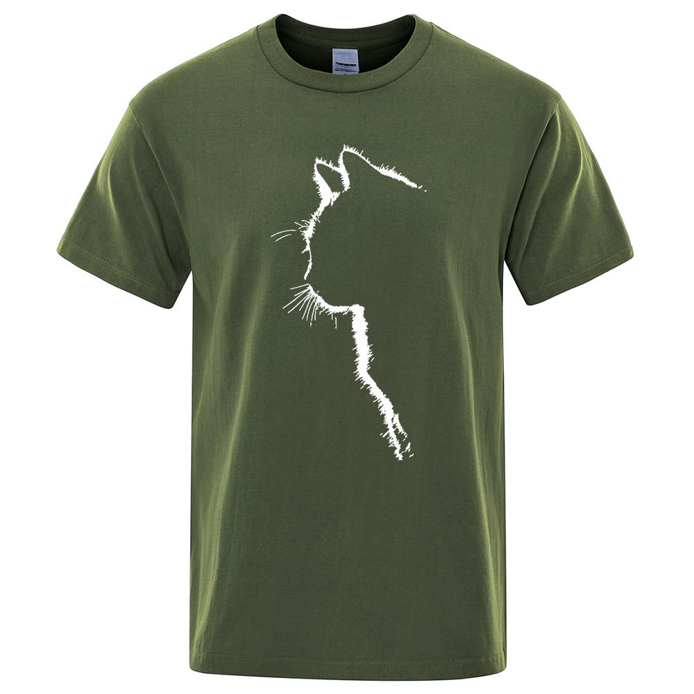Kukebang Katoenen T-shirts voor heren Bedrukte coole kattendieren T-shirts Zomer T-shirt met korte mouwen Heren Hiphop Streetwear Tops T-shirts Grappig M