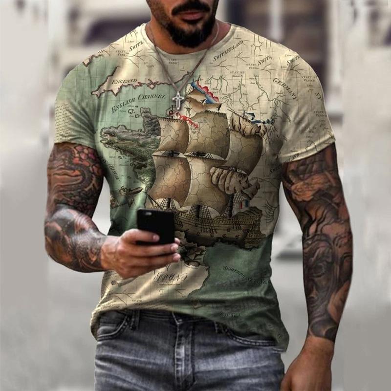 Kukebang Zomer Hot Selling mannen Casual T-shirt Street Fashion Korte mouwen Harajuku 3D Afdrukken All-Match ronde Hals Nieuwe Top L