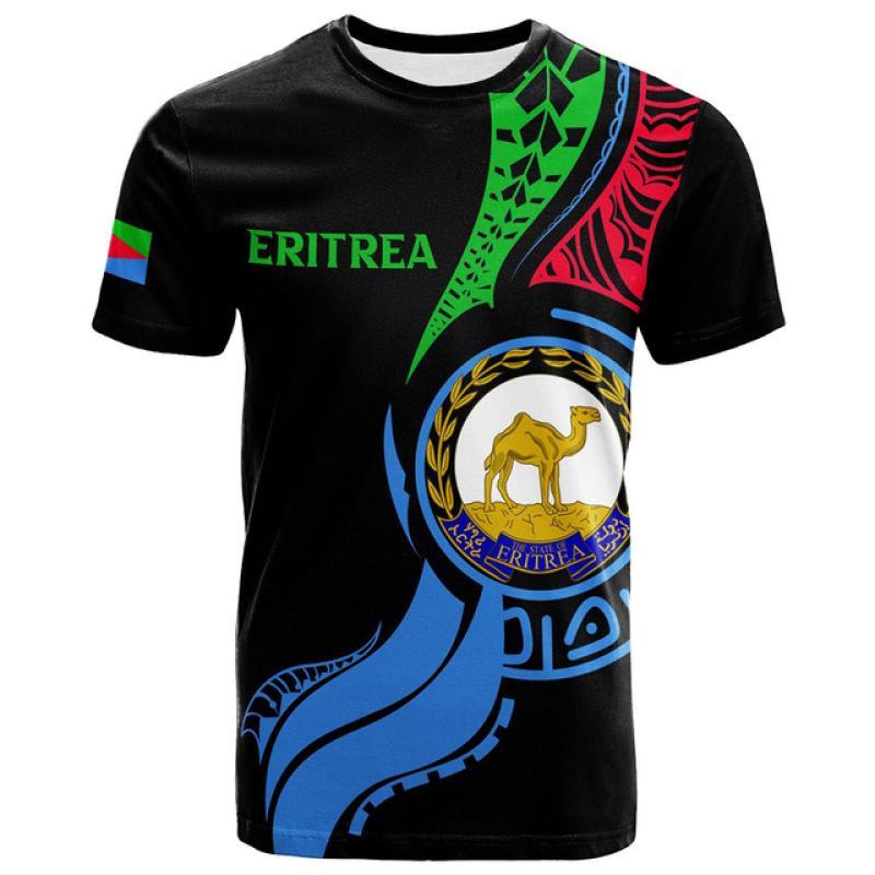ETST 07 2023 Tessffel Afrika Land Eritrea Leeuw Kleurrijke Retro 3DPrint Mannen/Vrouwen Zomer Casual Grappige Korte Mouwen T-shirts Streetwear M